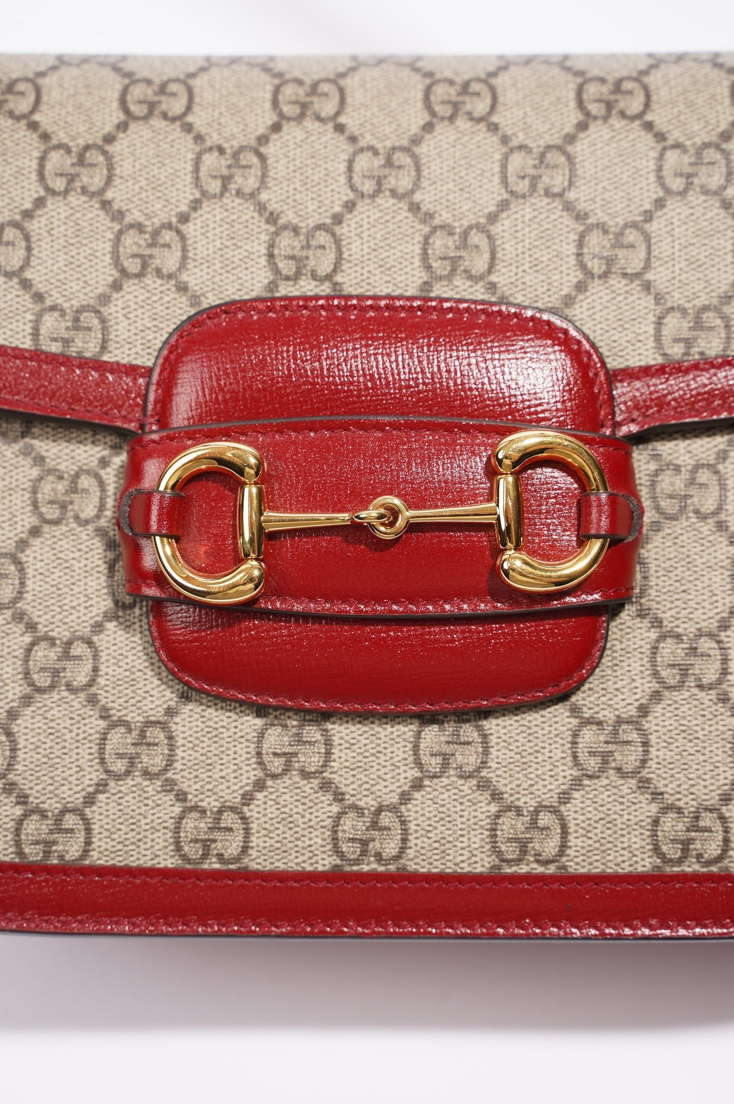 Gucci Womens 1955 Horsebit Bag Supreme / Red Canvas / Leather
