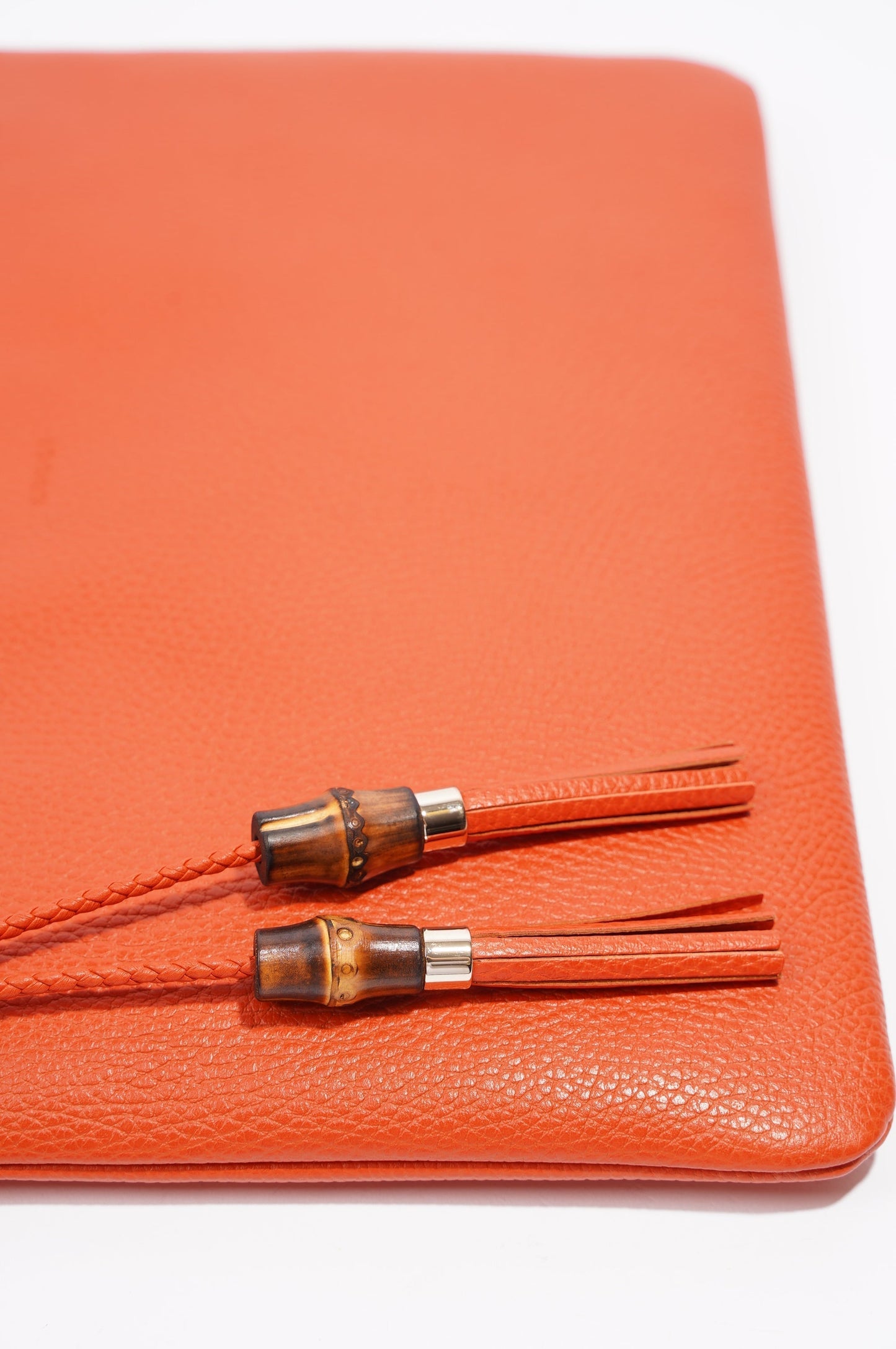 Gucci Clutch Bag Bamboo Burnt Orange Leather
