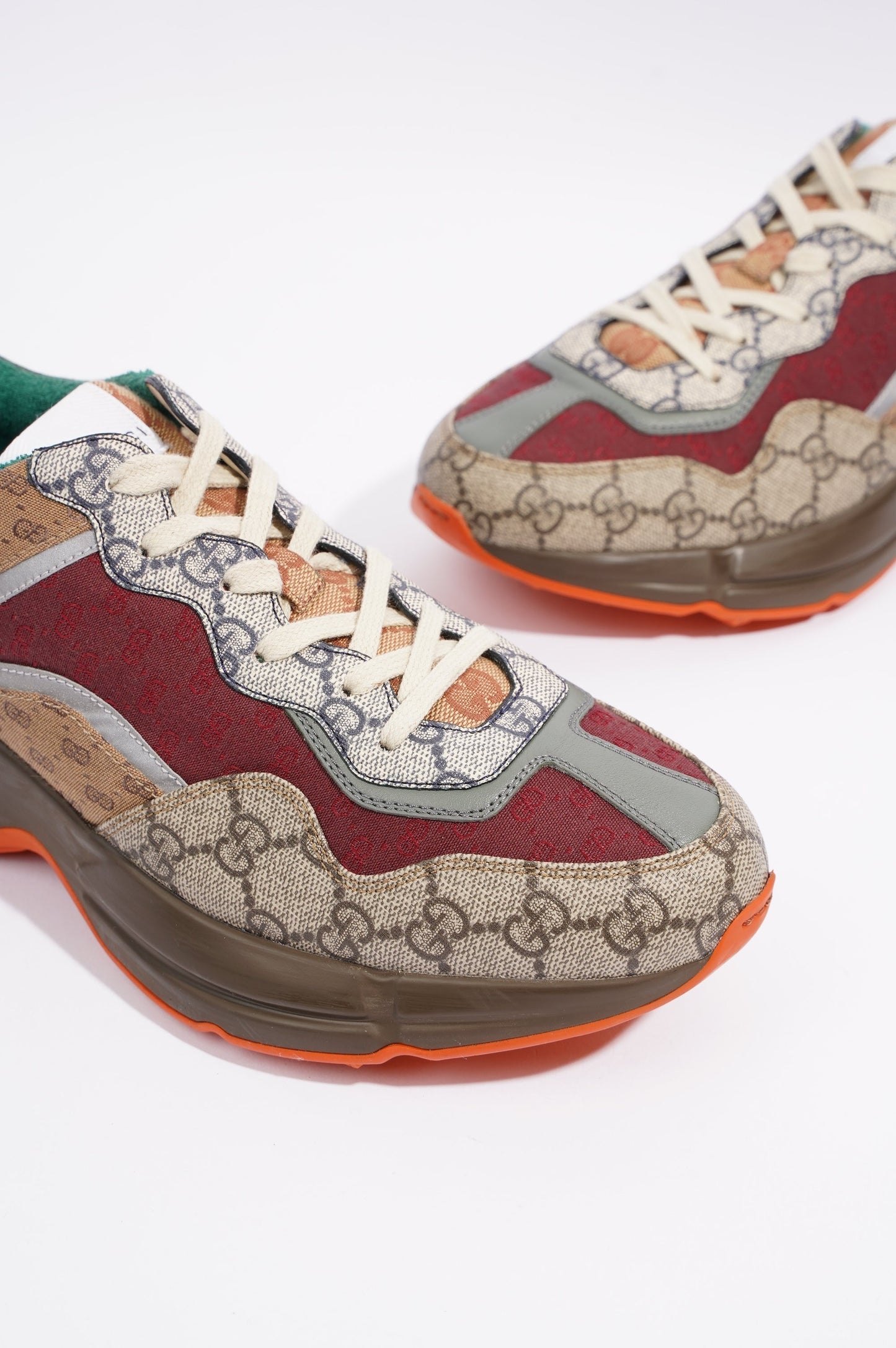 Gucci Mens Rhyton Beige / Brick Red / Green EU 42.5 / UK 8.5