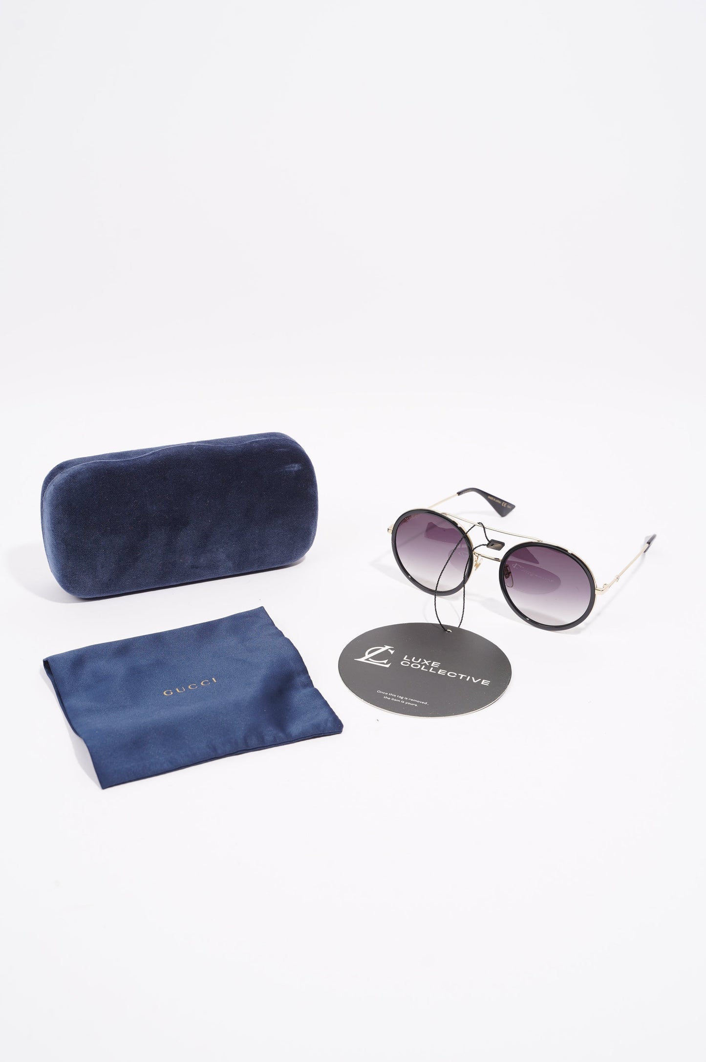 Gucci Womens GG0061S Sunglasses Black / Gold 140