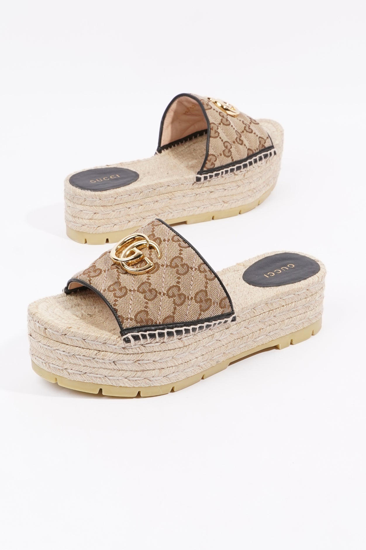 Gucci Womens Espadrille Wedge Sandal Beige EU 37.5 / UK 4.5
