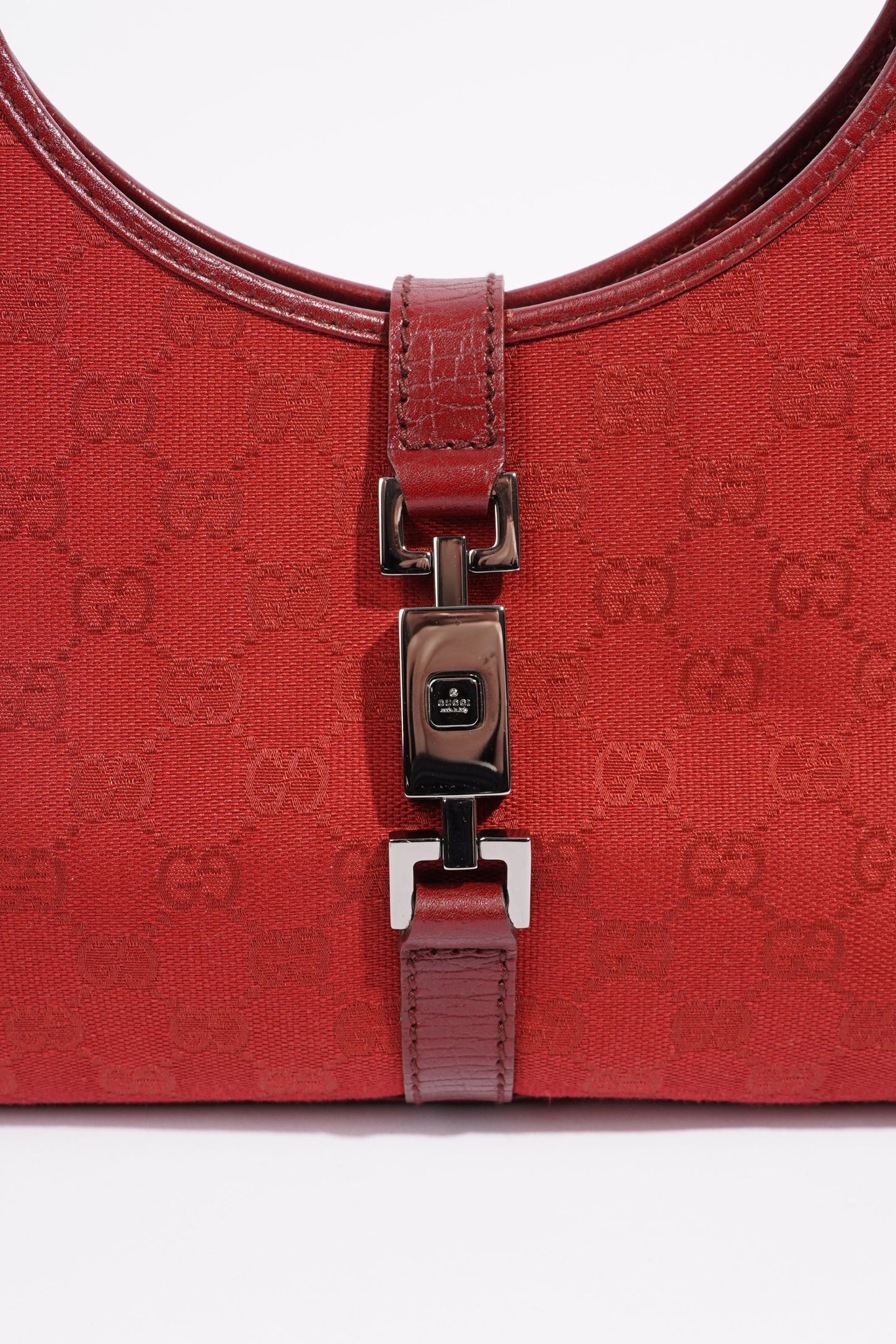 Gucci Womens Vintage Jackie O Red Monogram Canvas