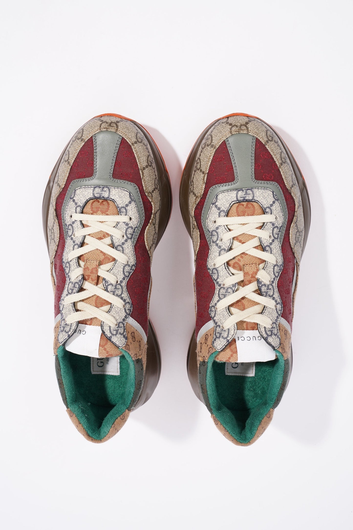Gucci Mens Rhyton Beige / Brick Red / Green EU 42.5 / UK 8.5