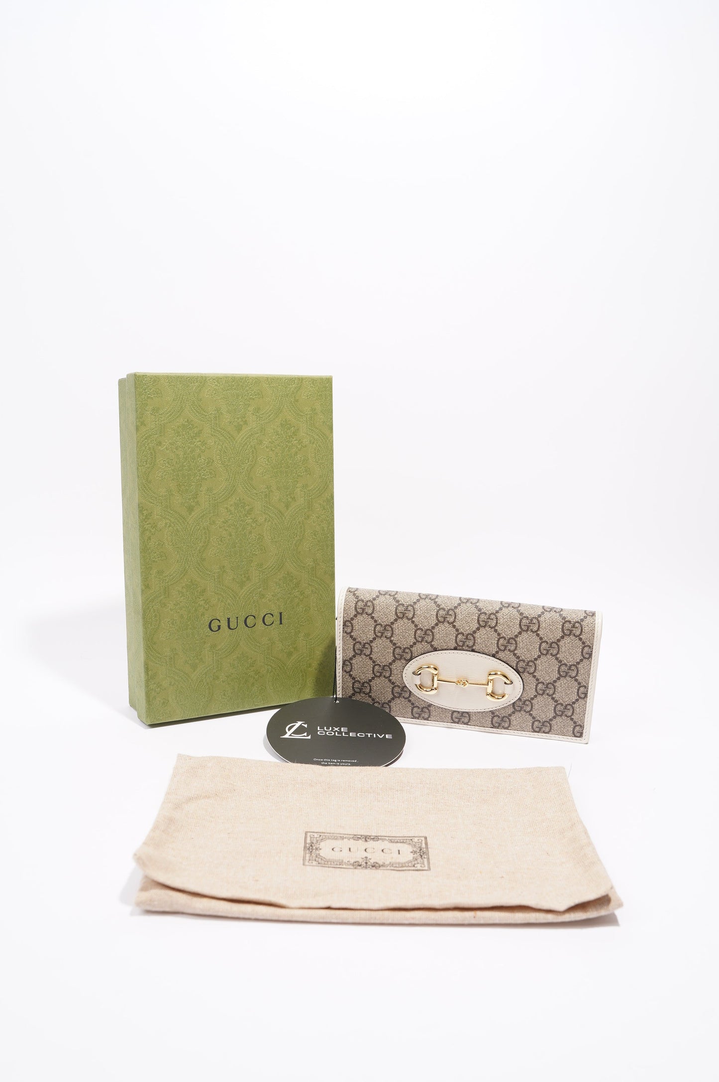 Gucci Womens Horsebit 1955 Wallet With Chain Supreme / White