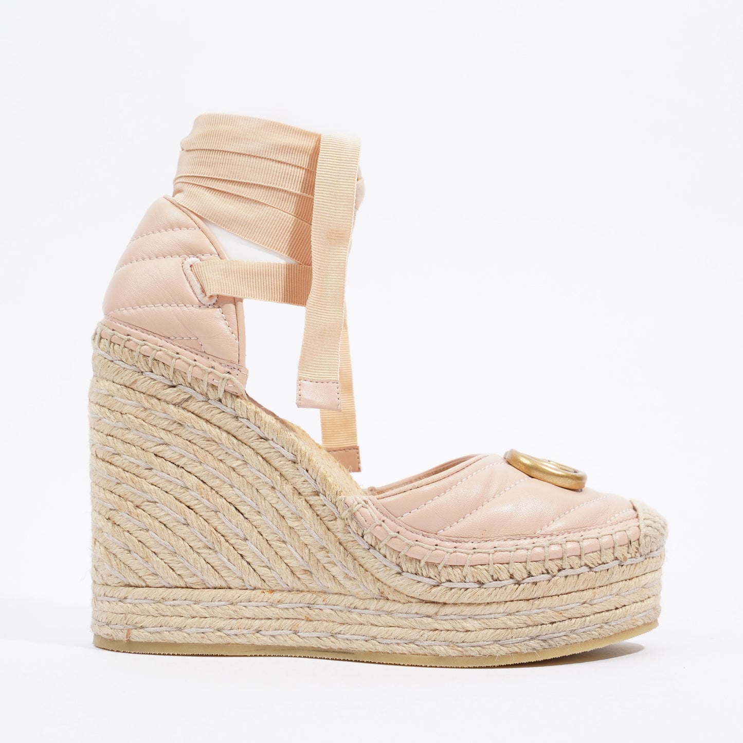 Gucci Leather Platform Espadrilles Nude / Gold EU 36.5 / UK 3.5