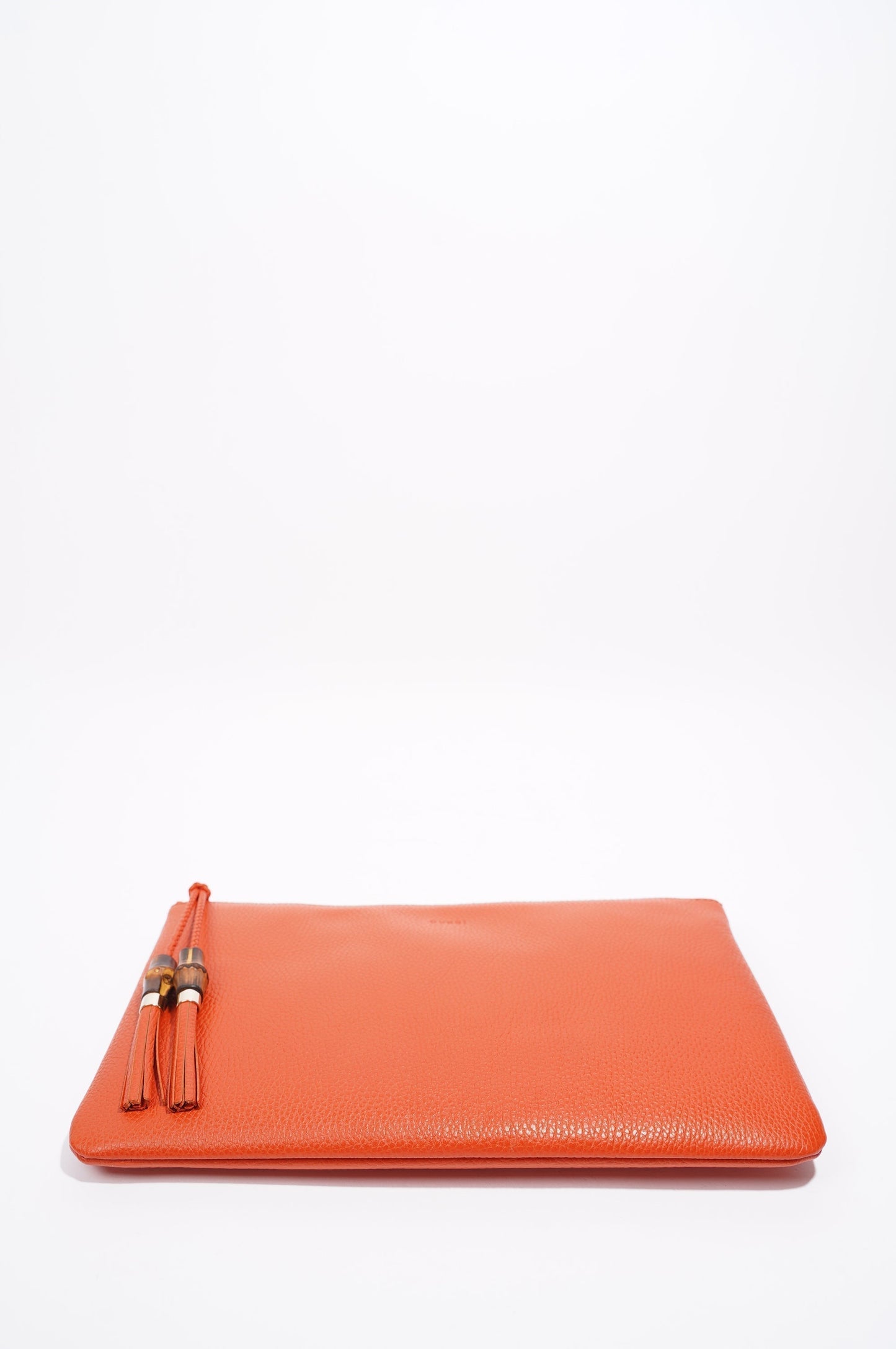 Gucci Clutch Bag Bamboo Burnt Orange Leather