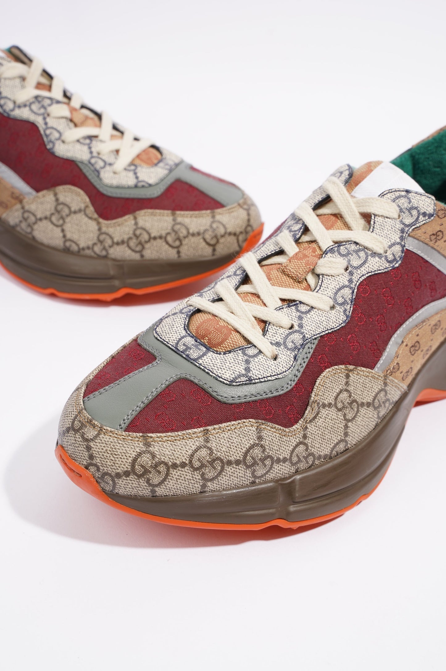 Gucci Mens Rhyton Beige / Brick Red / Green EU 42.5 / UK 8.5