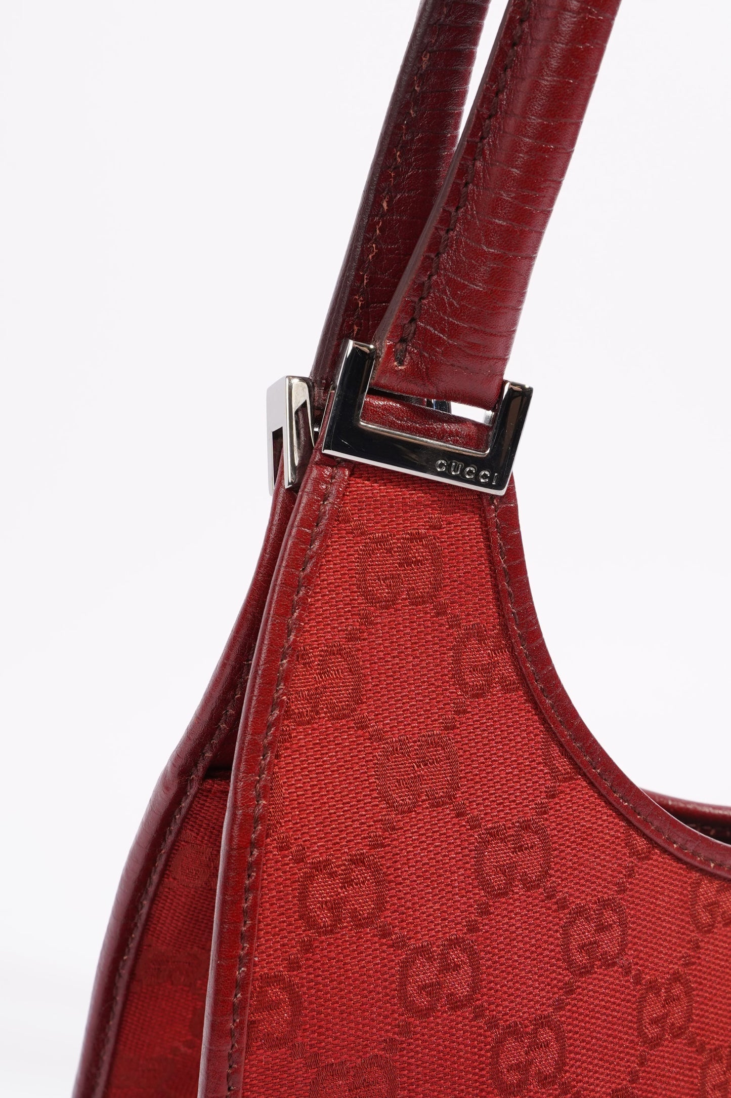 Gucci Womens Vintage Jackie O Red Monogram Canvas