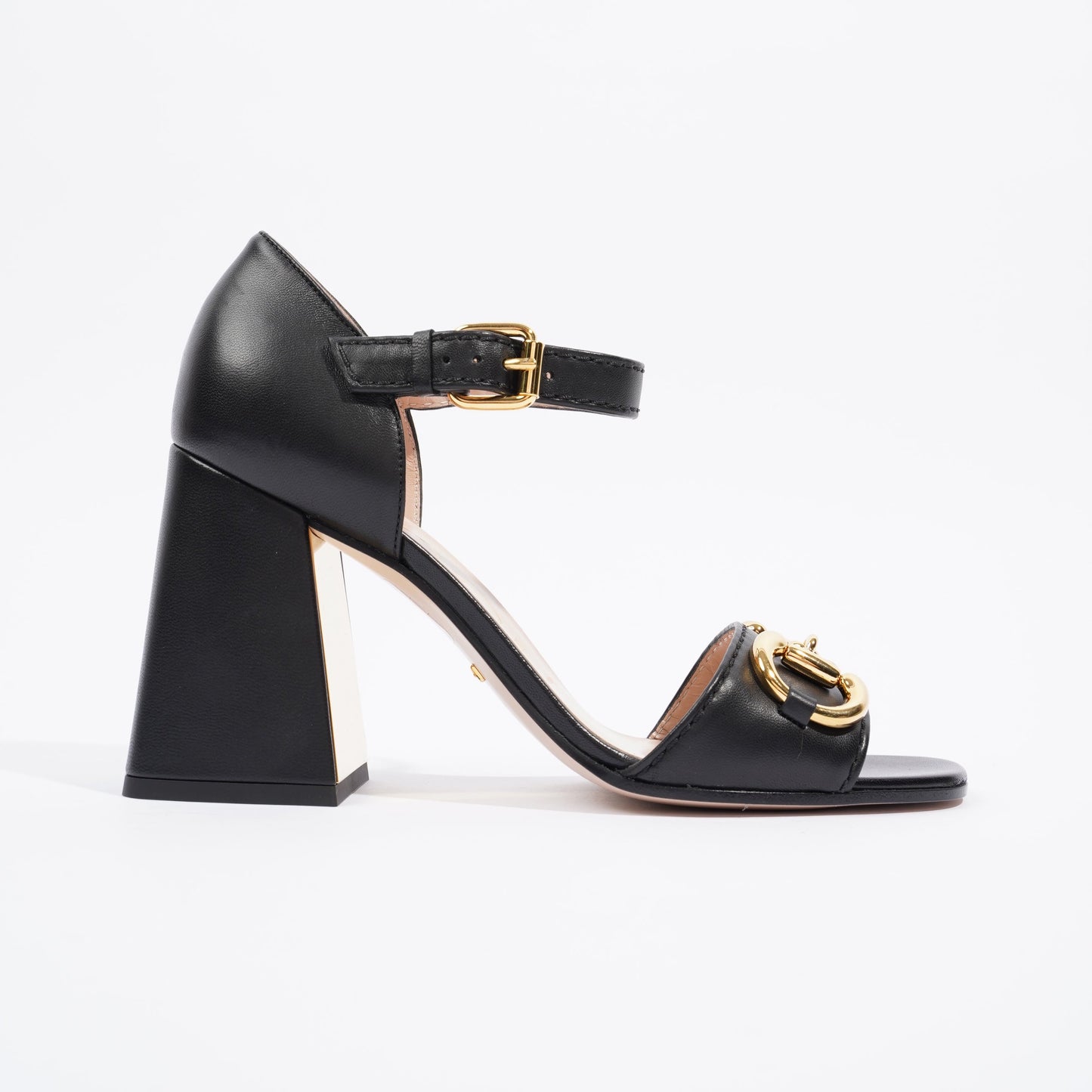 Gucci Womens Sandal With Horsebit Black / Gold EU 37.5 / UK 4.5