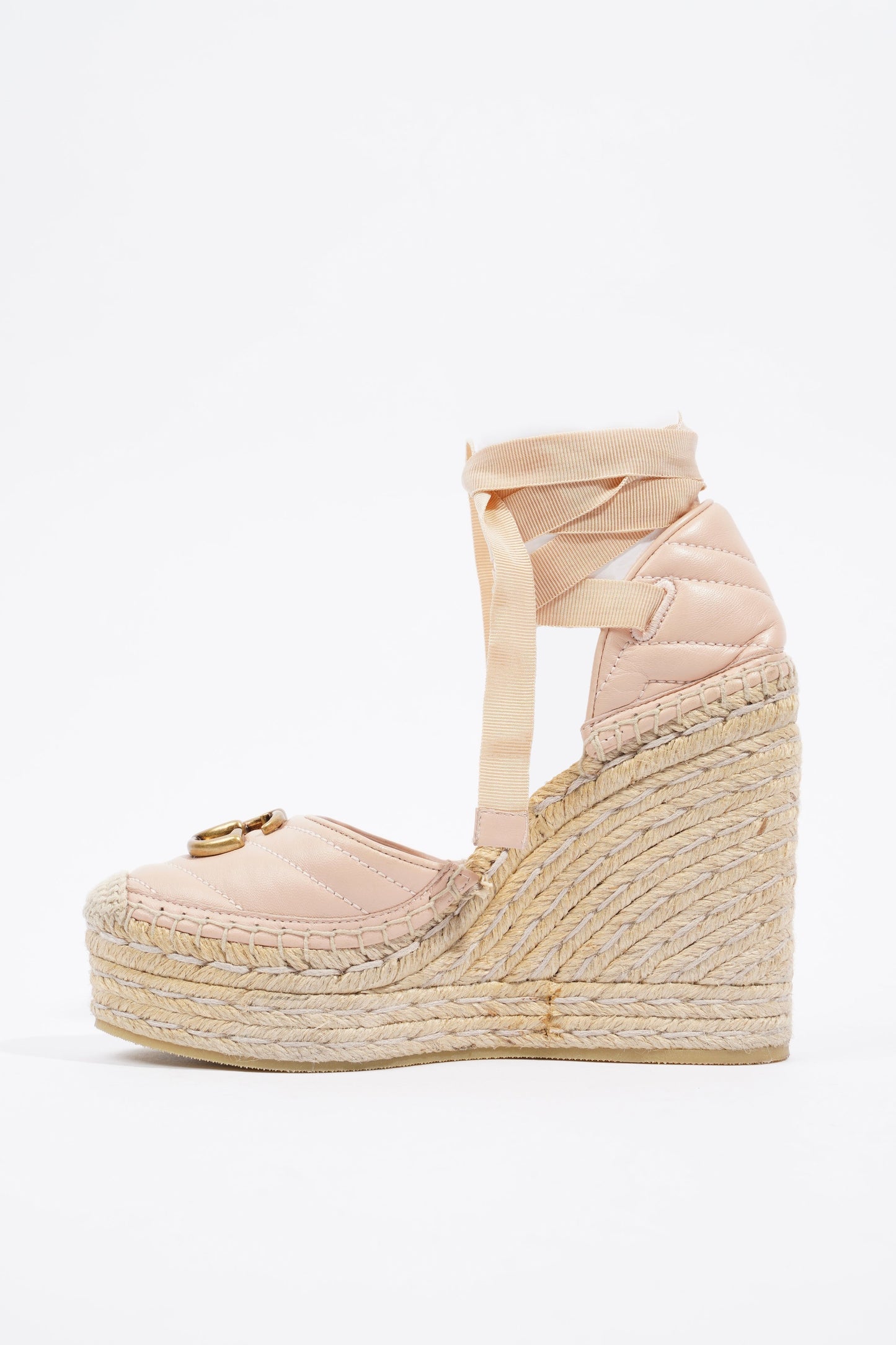 Gucci Leather Platform Espadrilles Nude / Gold EU 36.5 / UK 3.5