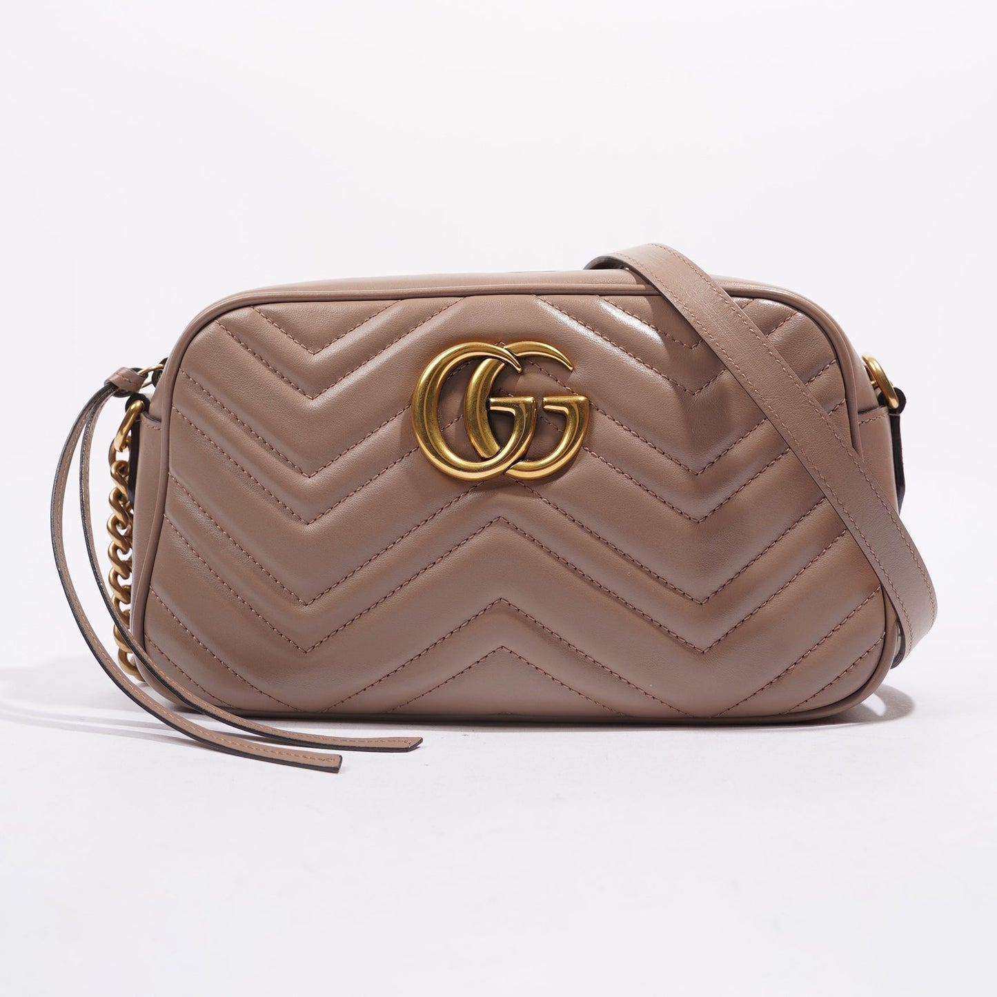 Gucci Womens GG Marmont Bag Pink Leather Small