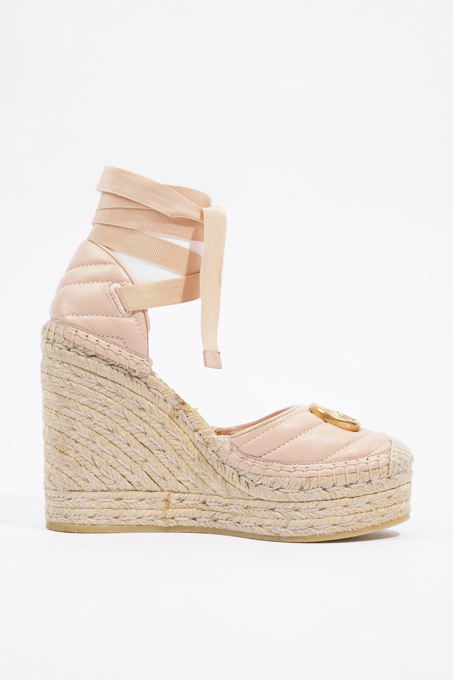 Gucci Leather Platform Espadrilles Nude / Gold EU 36.5 / UK 3.5