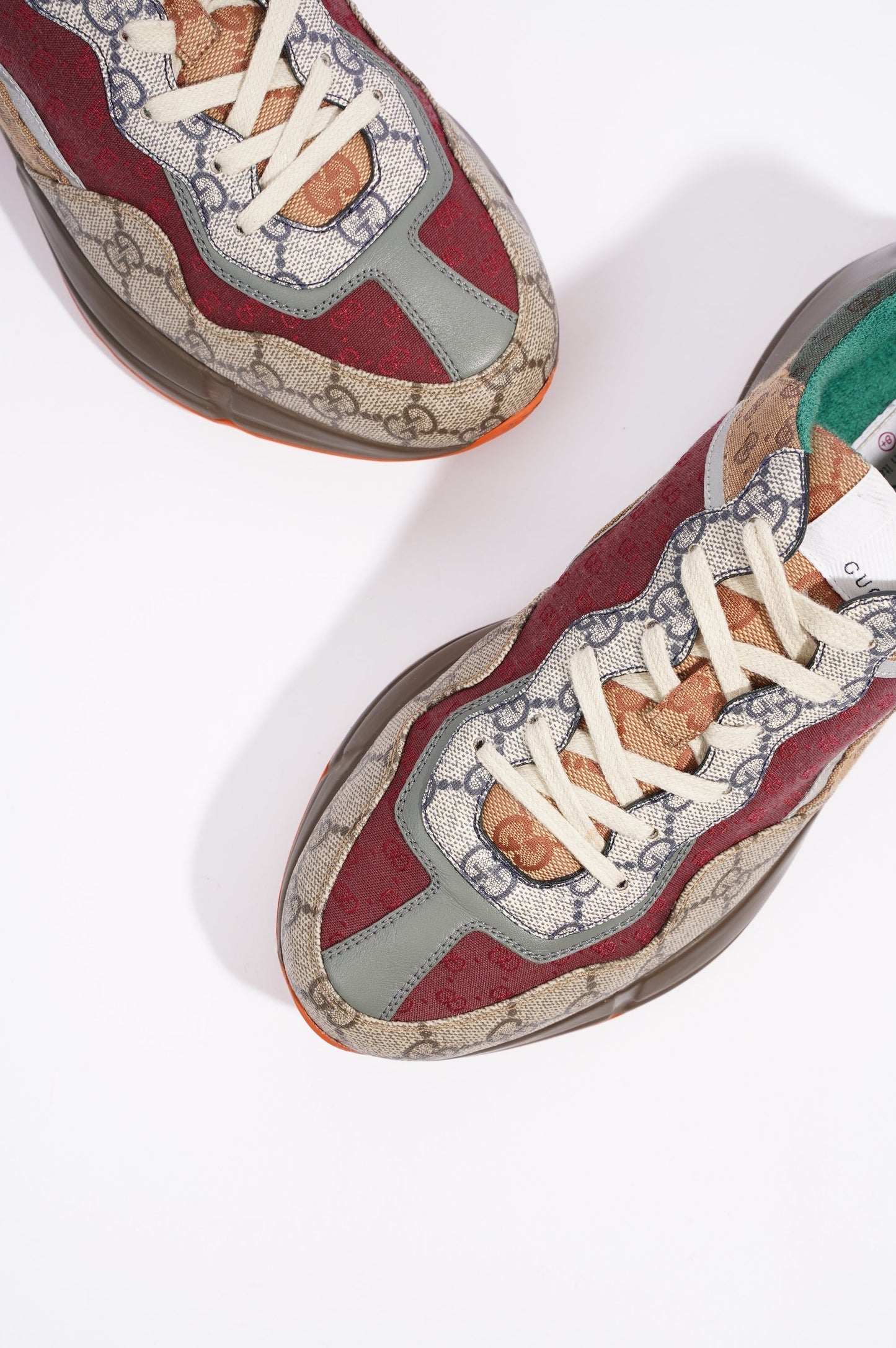 Gucci Mens Rhyton Beige / Brick Red / Green EU 42.5 / UK 8.5
