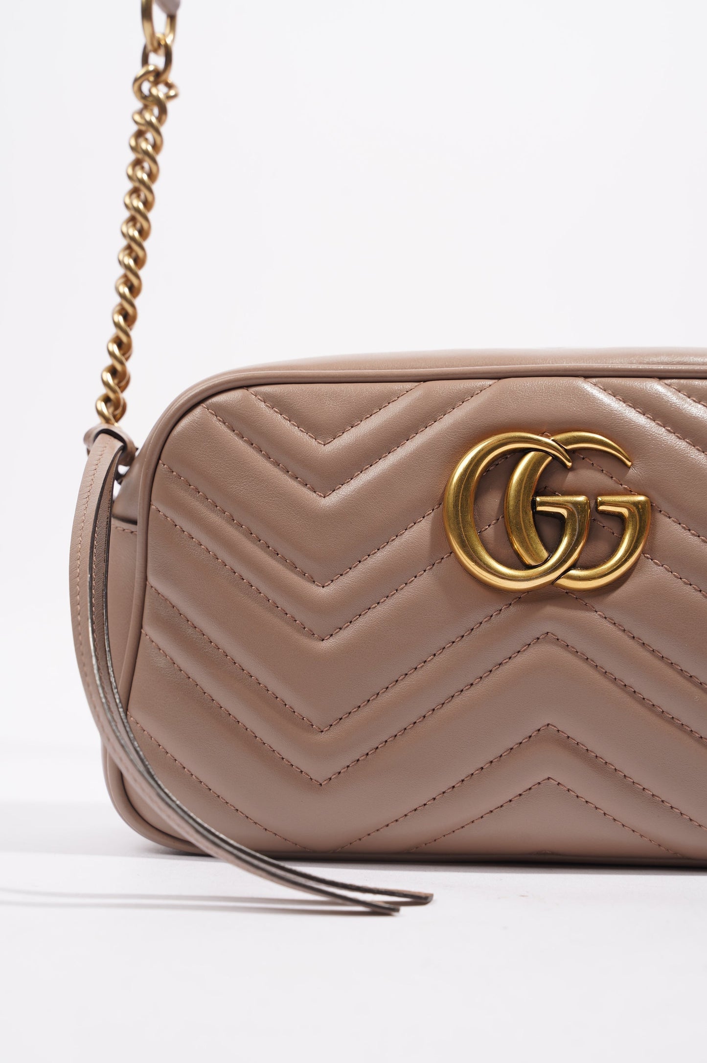 Gucci Womens GG Marmont Bag Pink Leather Small