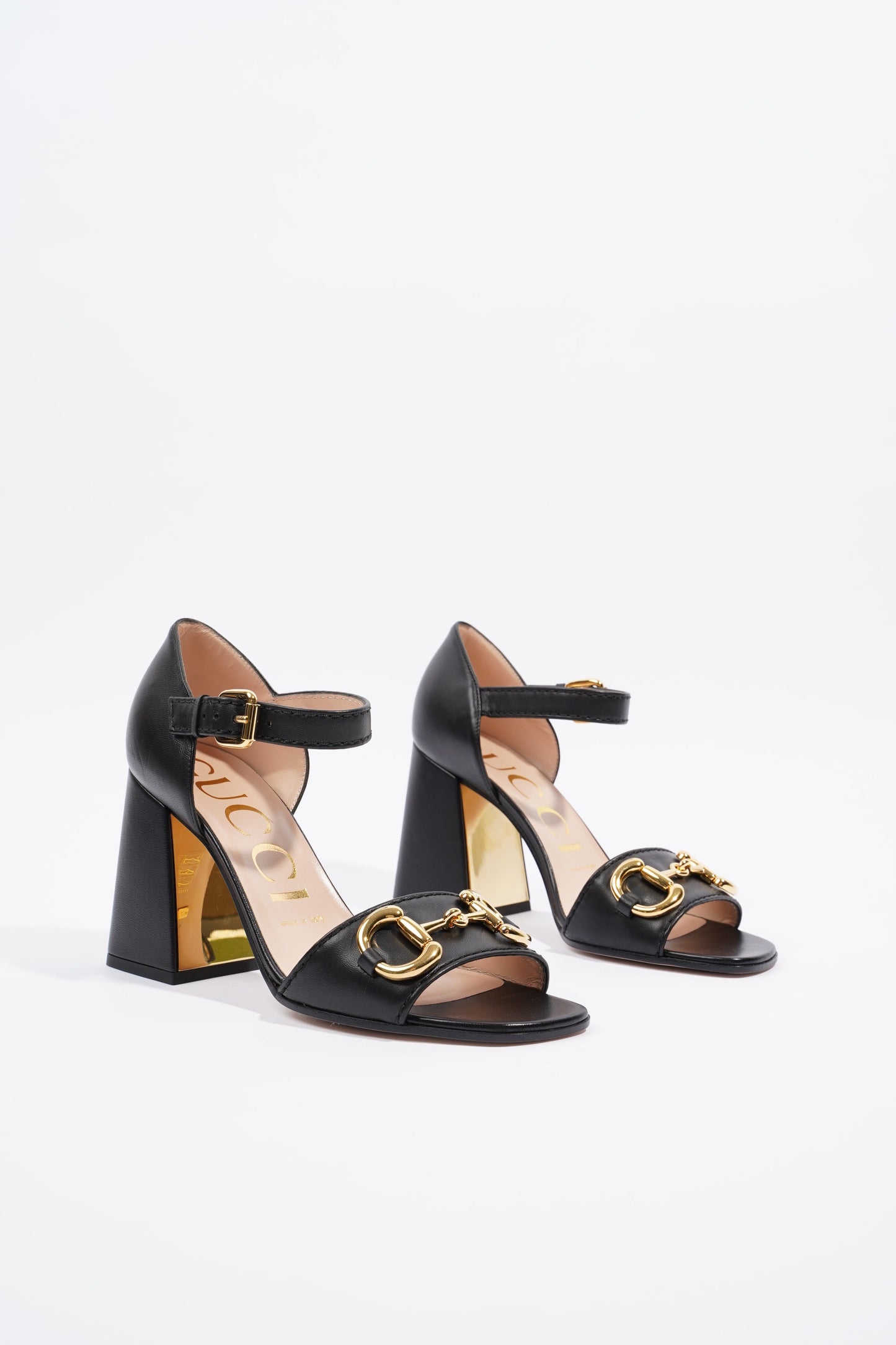 Gucci Womens Sandal With Horsebit Black / Gold EU 37.5 / UK 4.5
