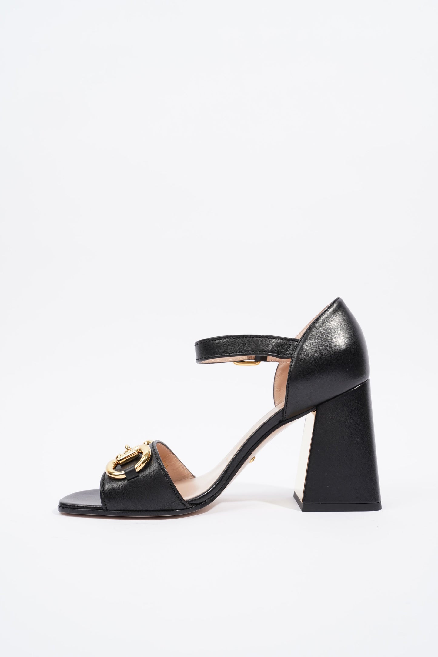 Gucci Womens Sandal With Horsebit Black / Gold EU 37.5 / UK 4.5