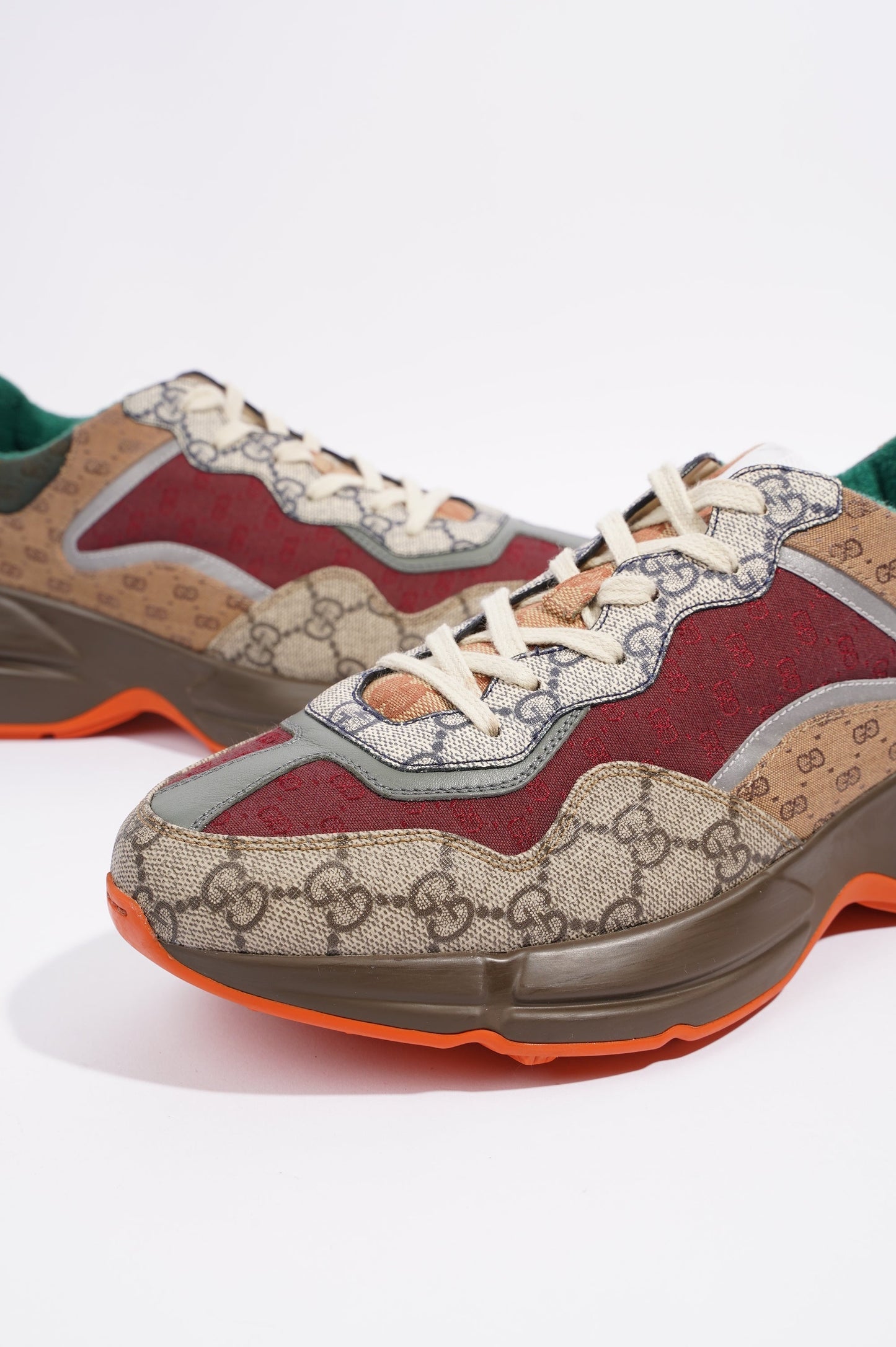 Gucci Mens Rhyton Beige / Brick Red / Green EU 42.5 / UK 8.5