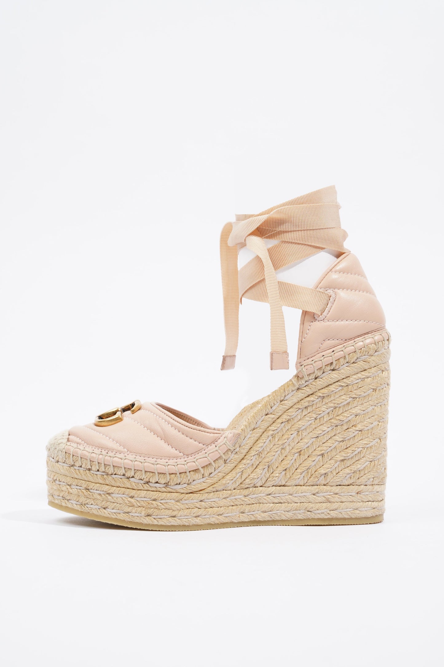 Gucci Leather Platform Espadrilles Nude / Gold EU 36.5 / UK 3.5
