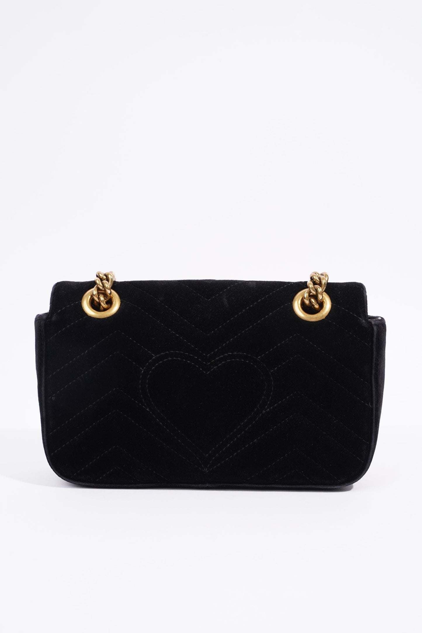 Gucci Womens Marmont Flap Bag Black Velvet Mini