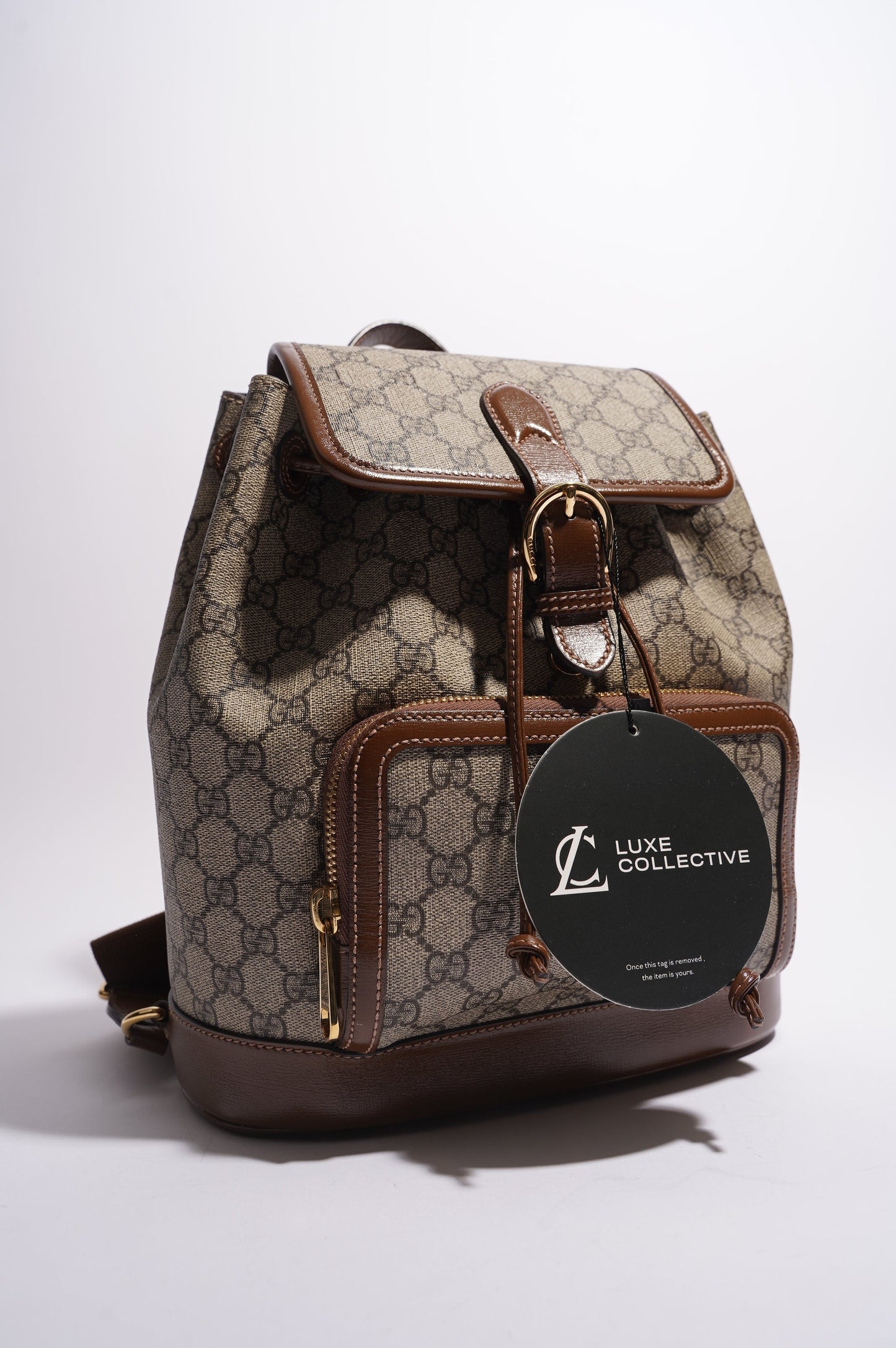 Gucci Womens GG Supreme Backpack Brown