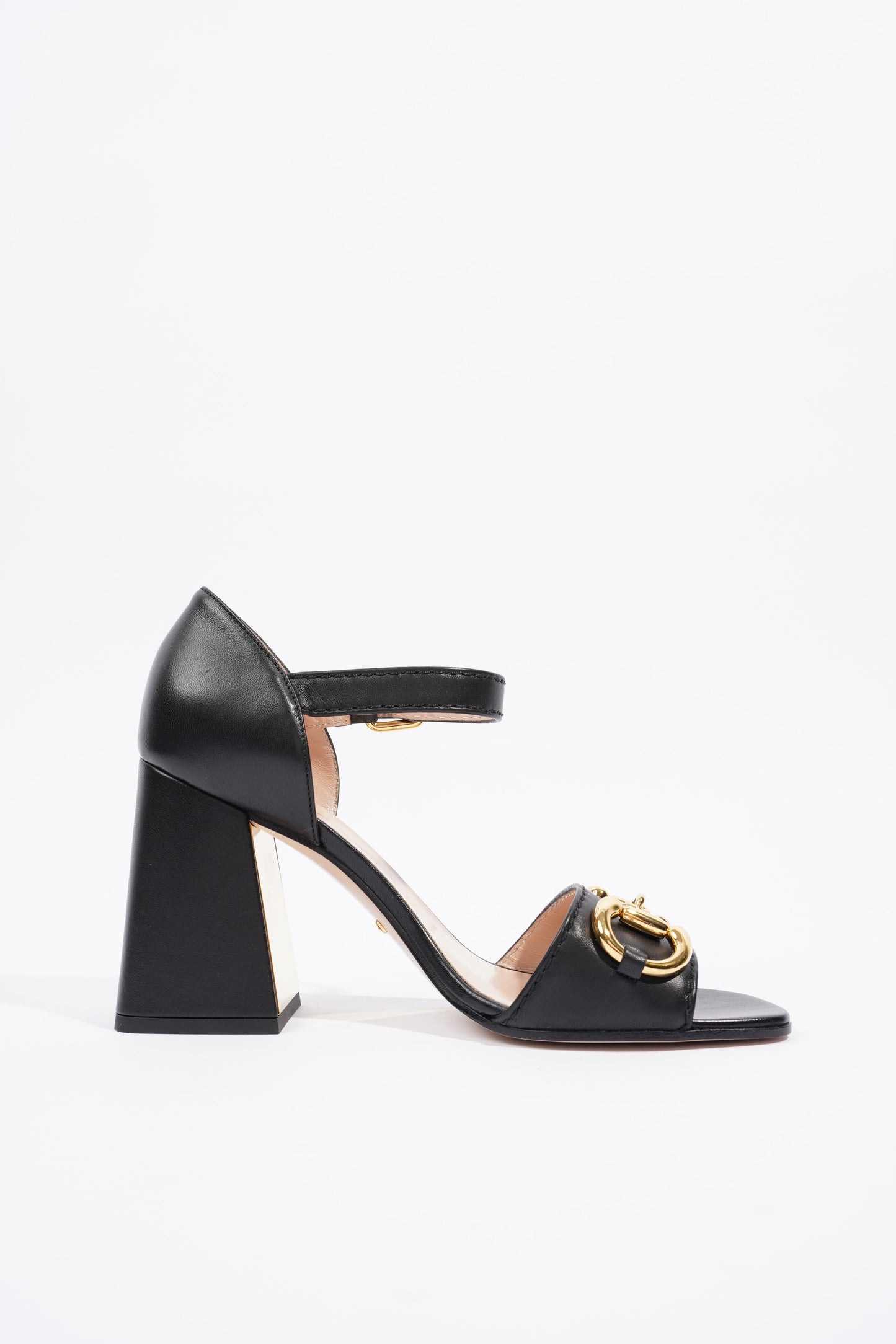 Gucci Womens Sandal With Horsebit Black / Gold EU 37.5 / UK 4.5