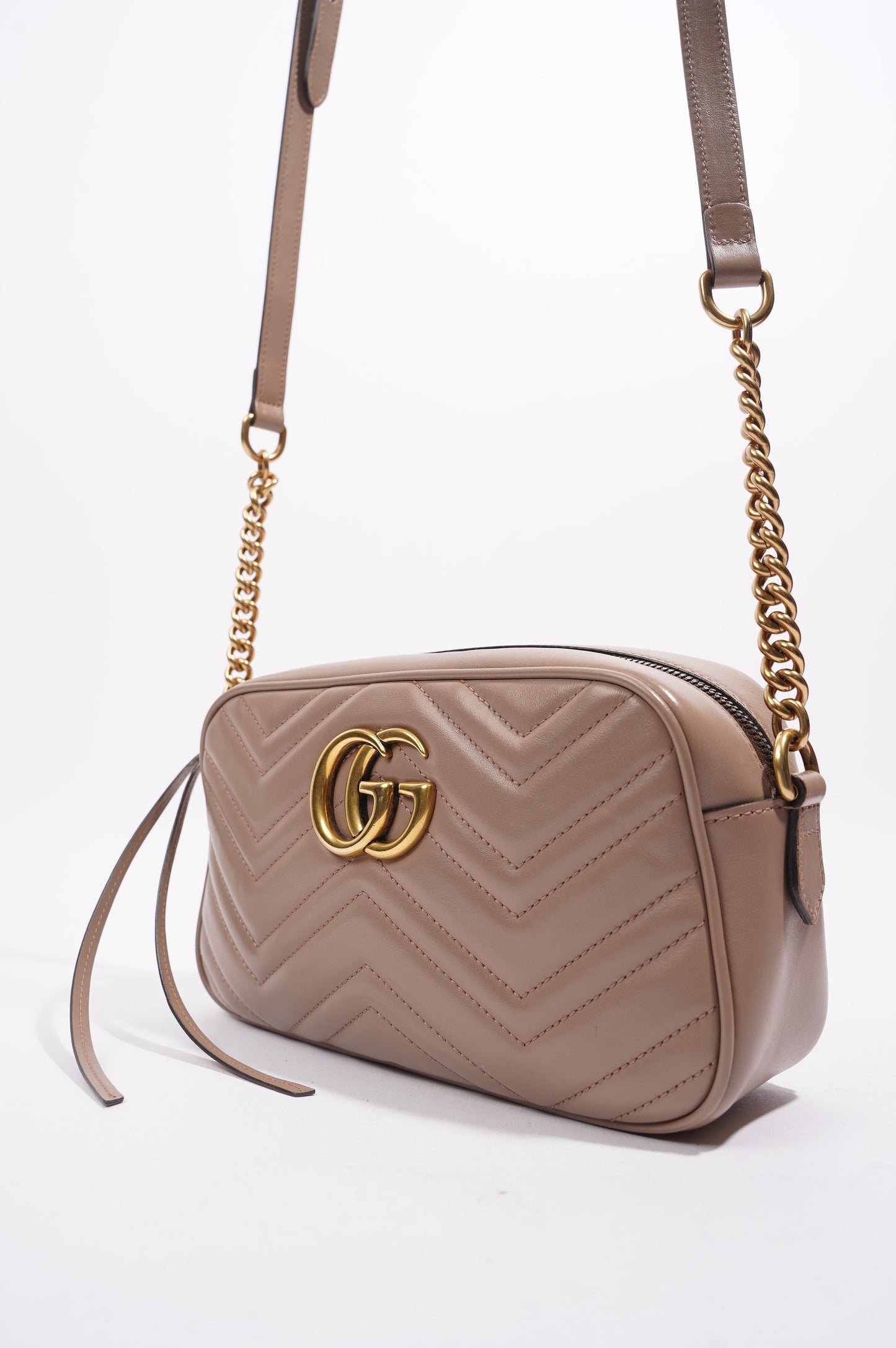 Gucci Womens GG Marmont Bag Pink Leather Small