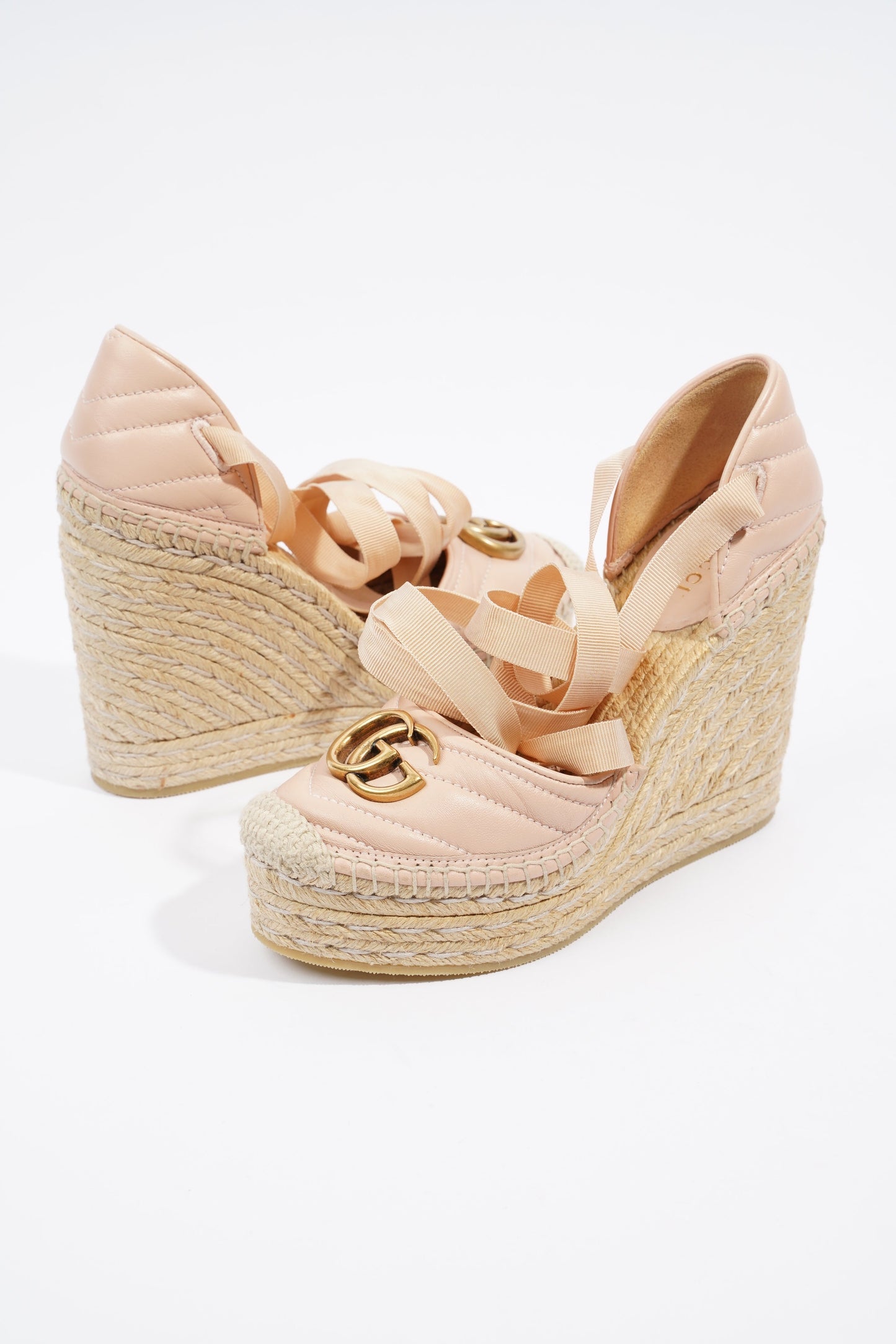Gucci Leather Platform Espadrilles Nude / Gold EU 36.5 / UK 3.5