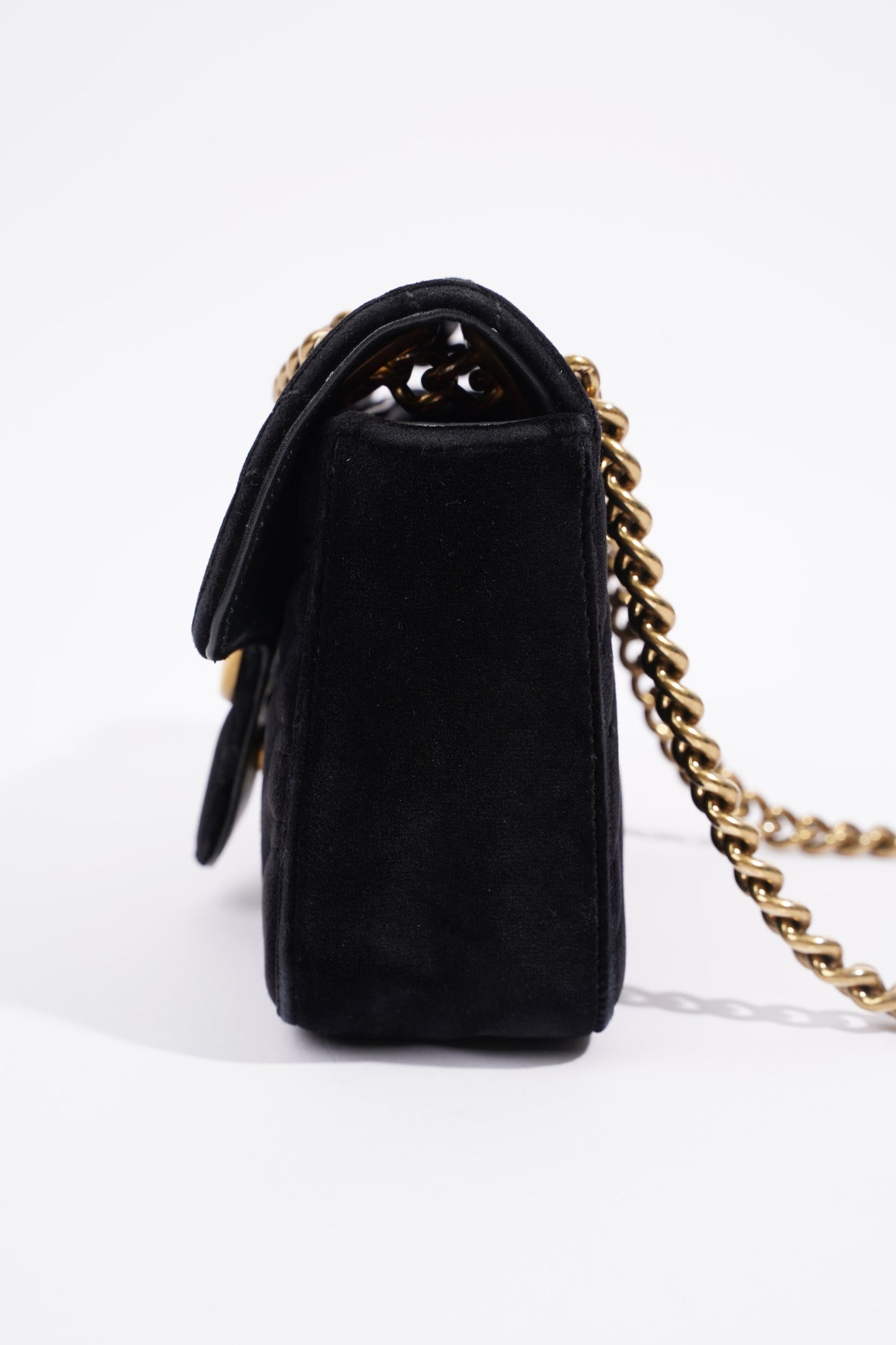Gucci Womens Marmont Flap Bag Black Velvet Mini