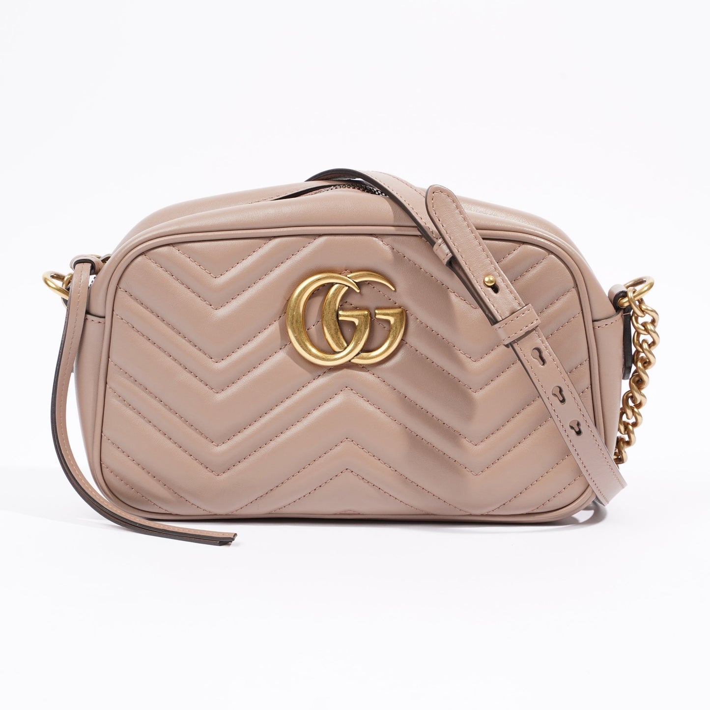 Gucci Womens Marmont Zip Bag Mauve Leather Small