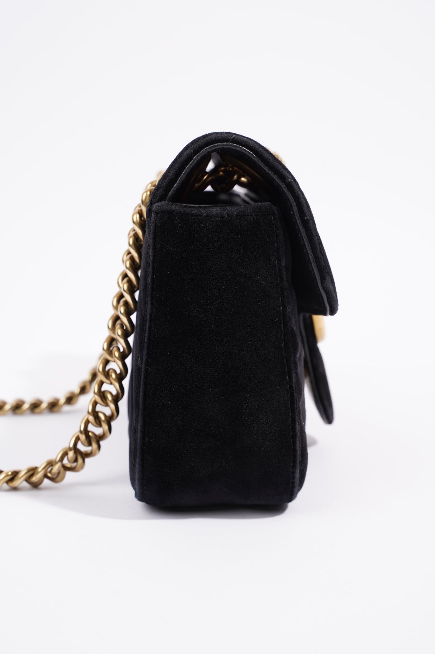 Gucci Womens Marmont Flap Bag Black Velvet Mini