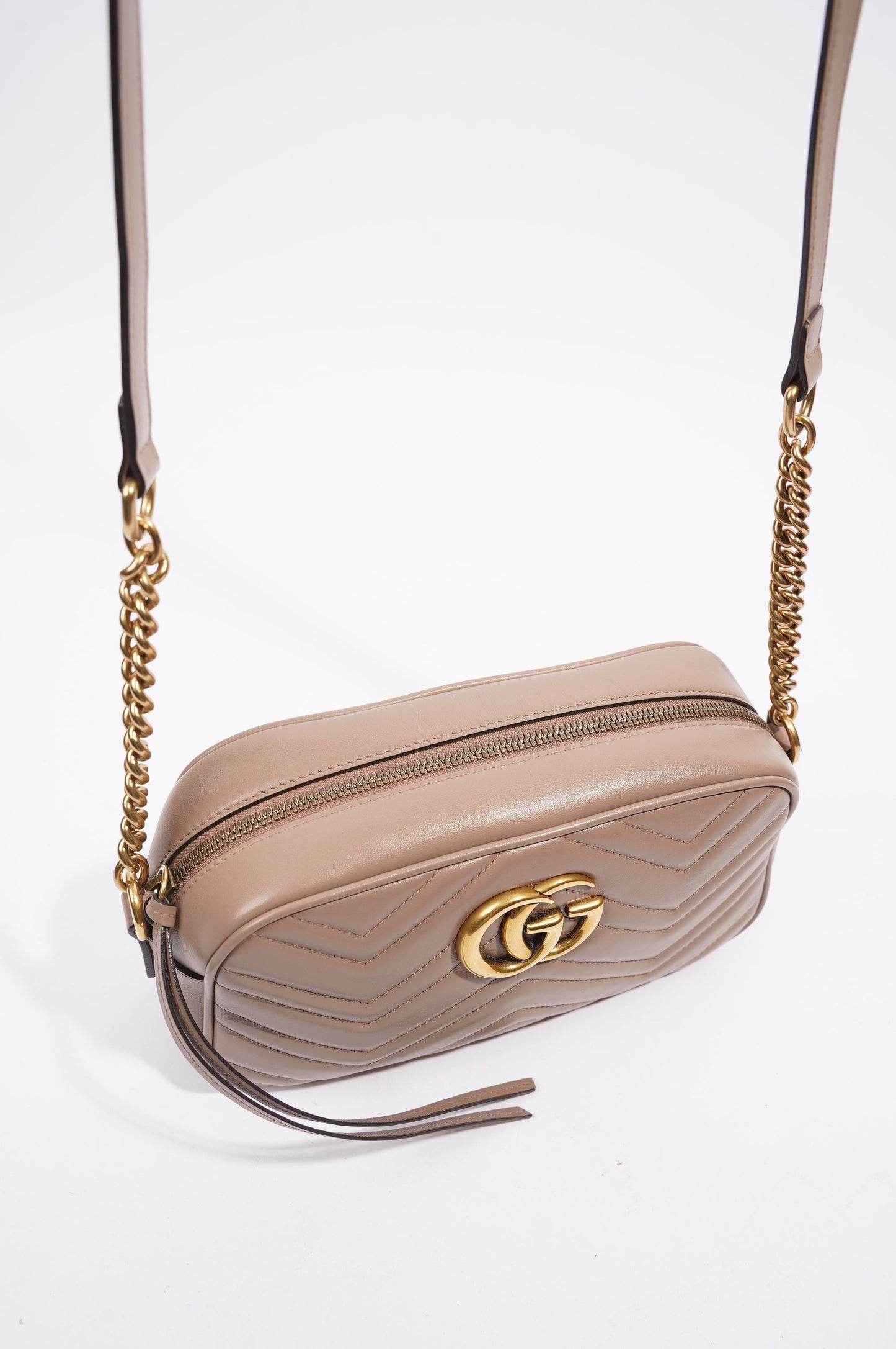 Gucci Womens GG Marmont Bag Pink Leather Small