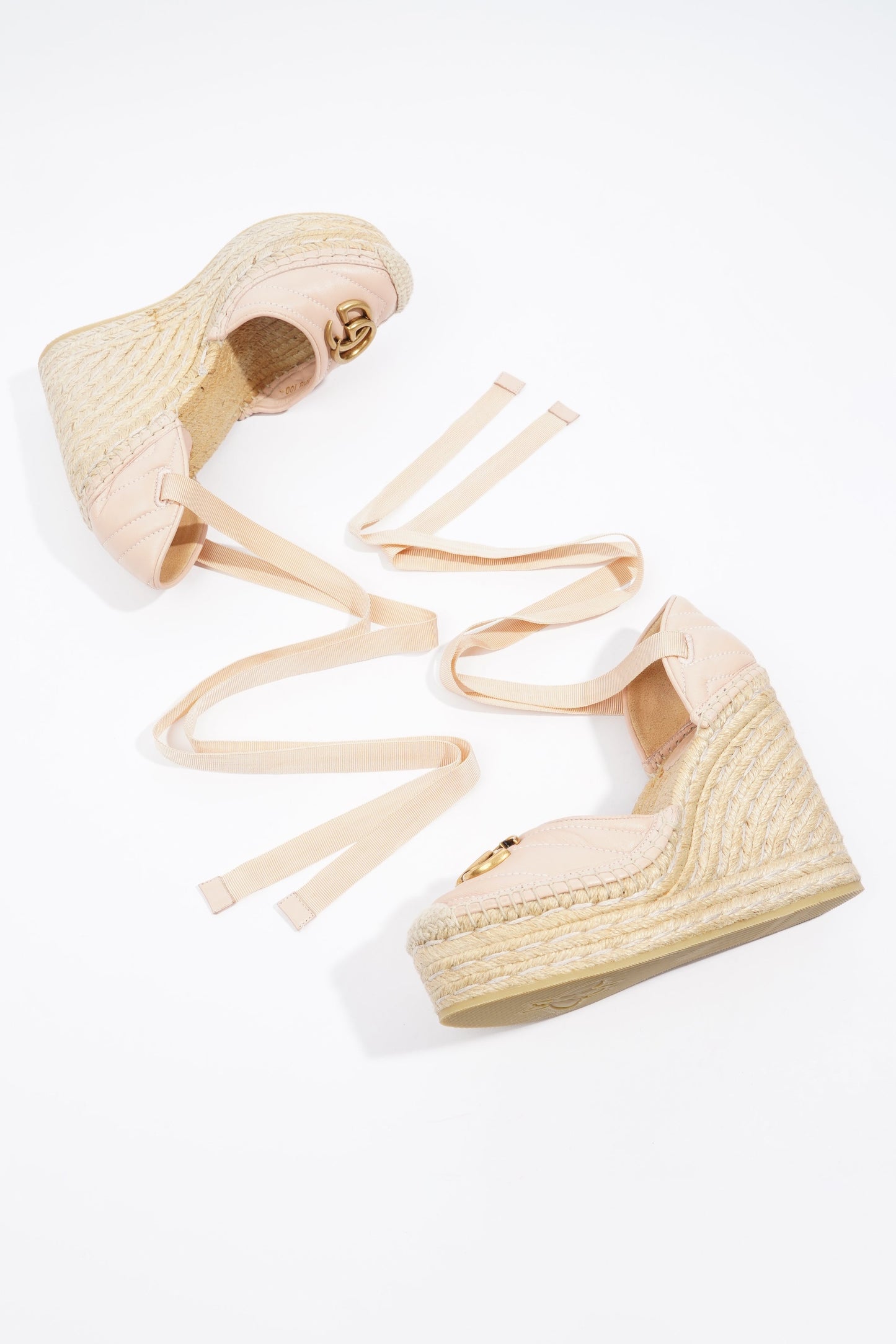Gucci Leather Platform Espadrilles Nude / Gold EU 36.5 / UK 3.5