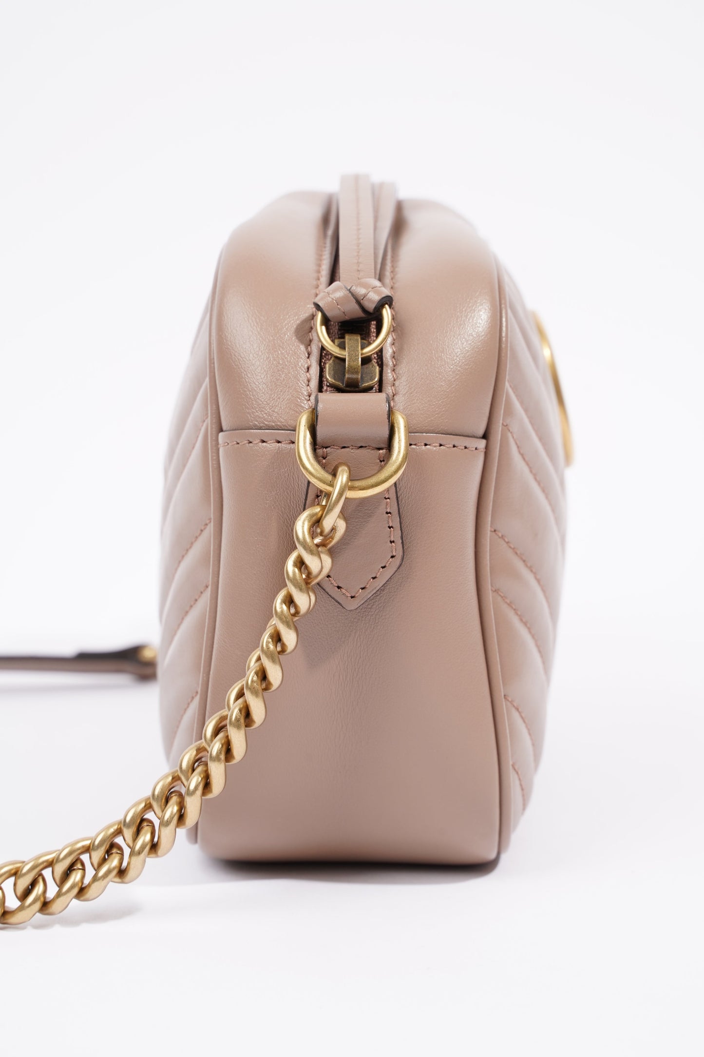 Gucci Womens Marmont Zip Bag Mauve Leather Small