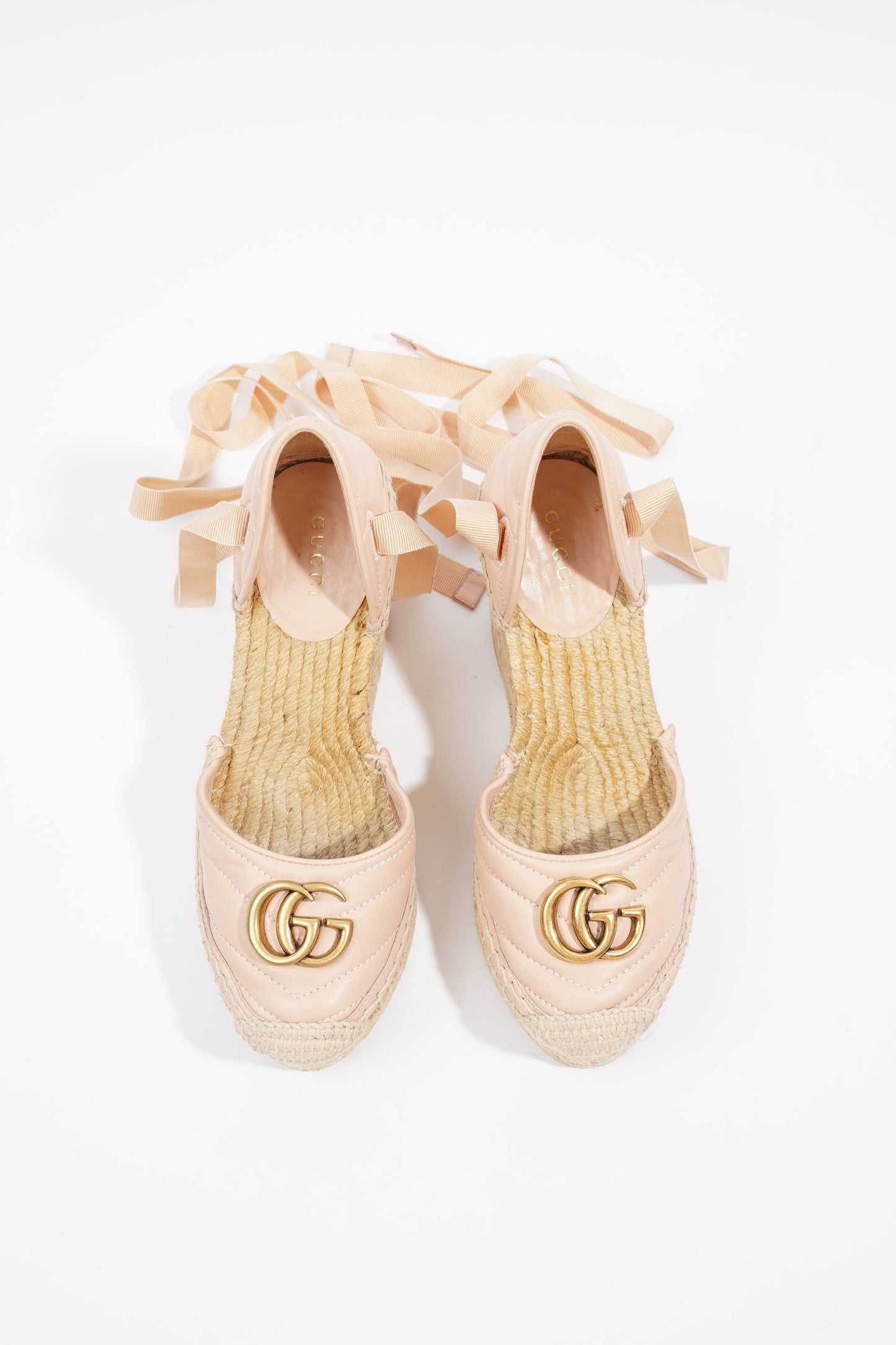 Gucci Leather Platform Espadrilles Nude / Gold EU 36.5 / UK 3.5