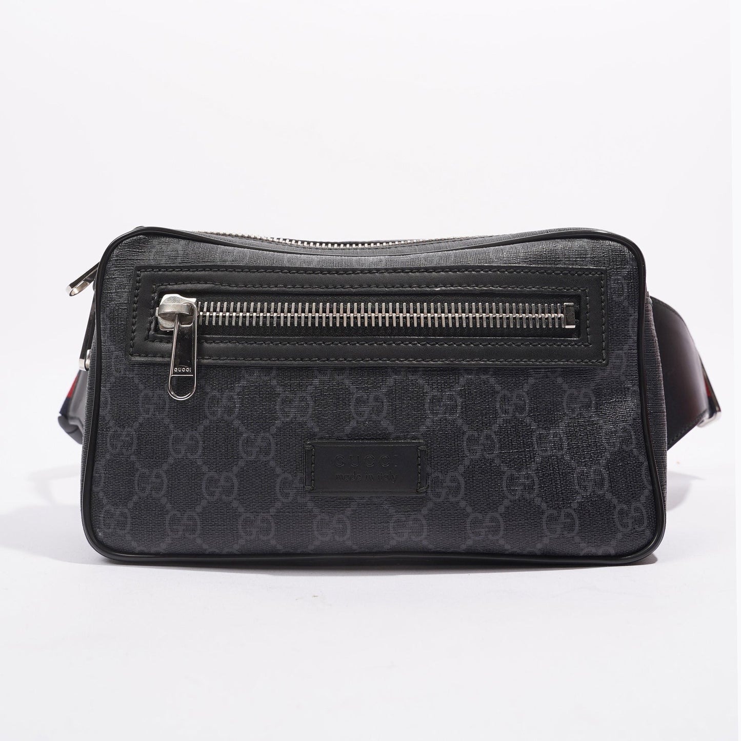 Gucci Mens Soft Zip Belt Bag Black Canvas Small