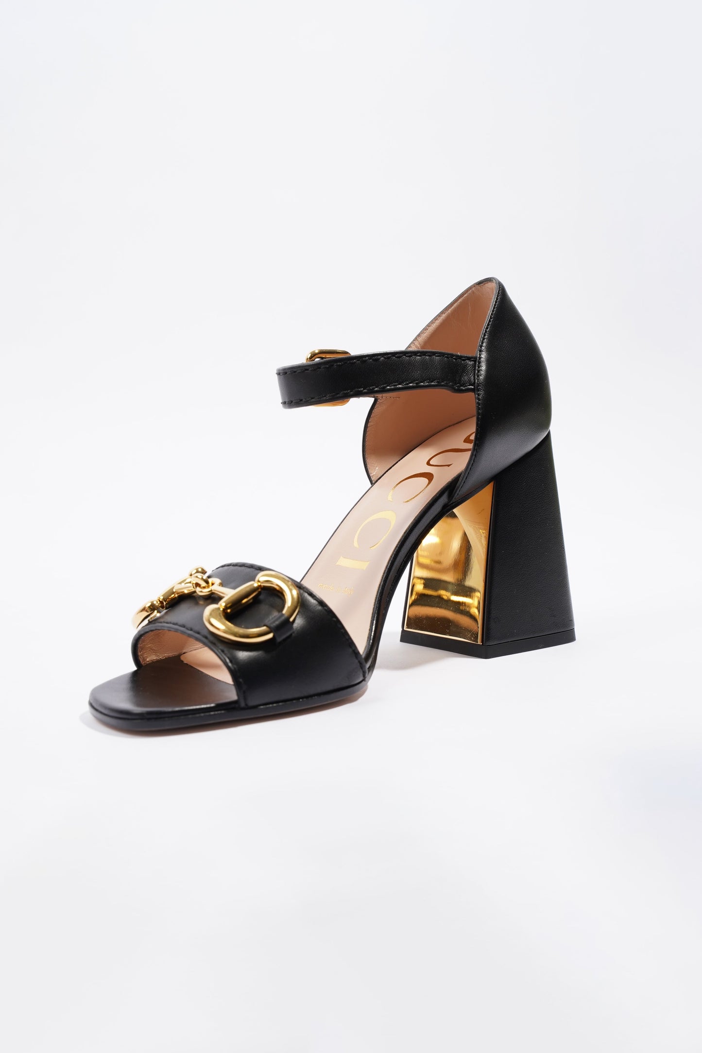 Gucci Womens Sandal With Horsebit Black / Gold EU 37.5 / UK 4.5