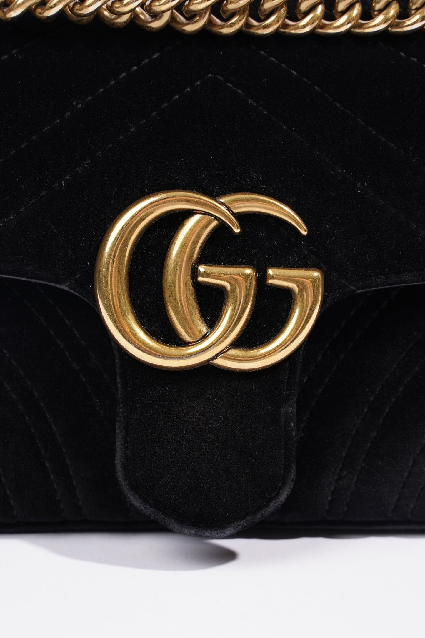 Gucci Womens Marmont Flap Bag Black Velvet Mini