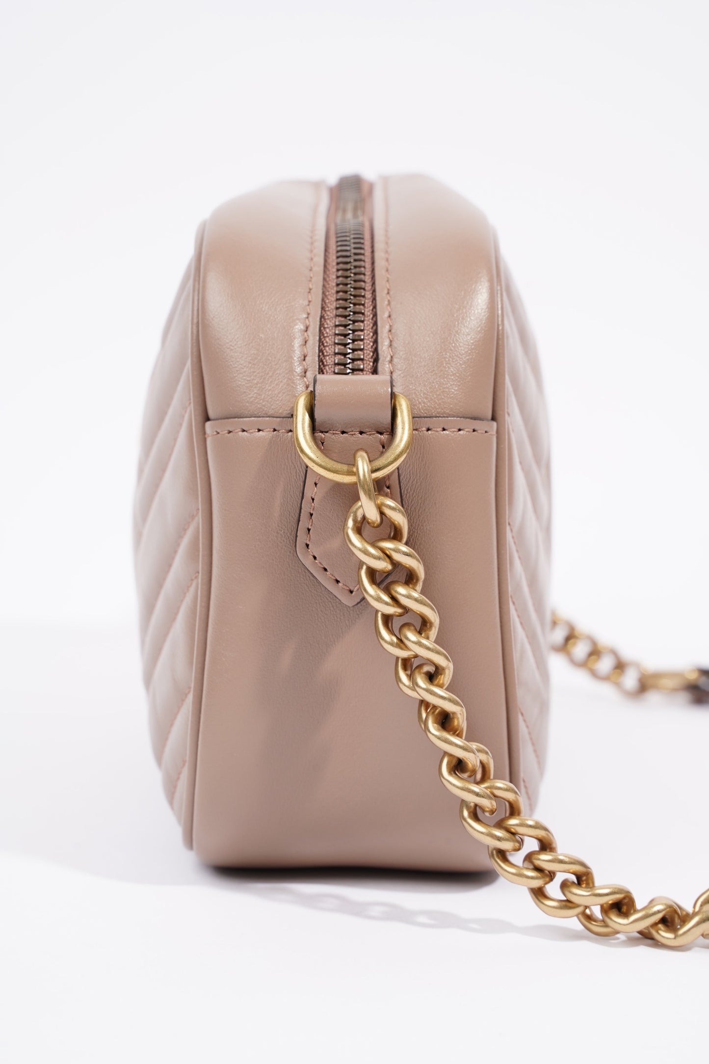 Gucci Womens Marmont Zip Bag Mauve Leather Small
