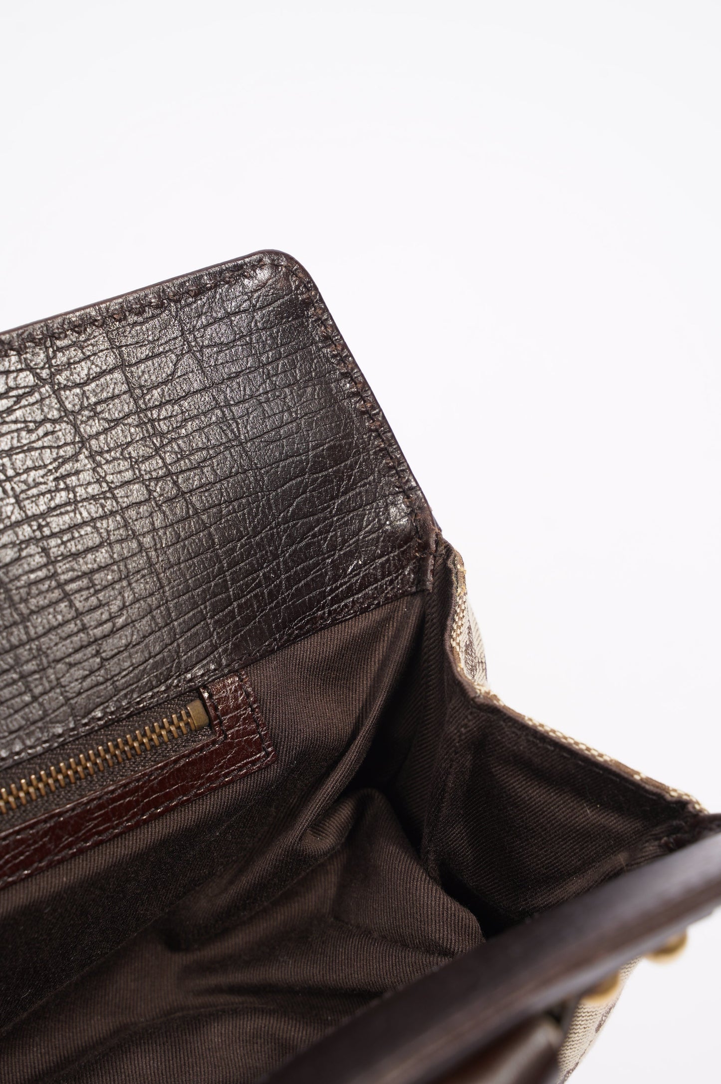 Gucci Womens Vintage Horsebit Handbag Brown Canvas