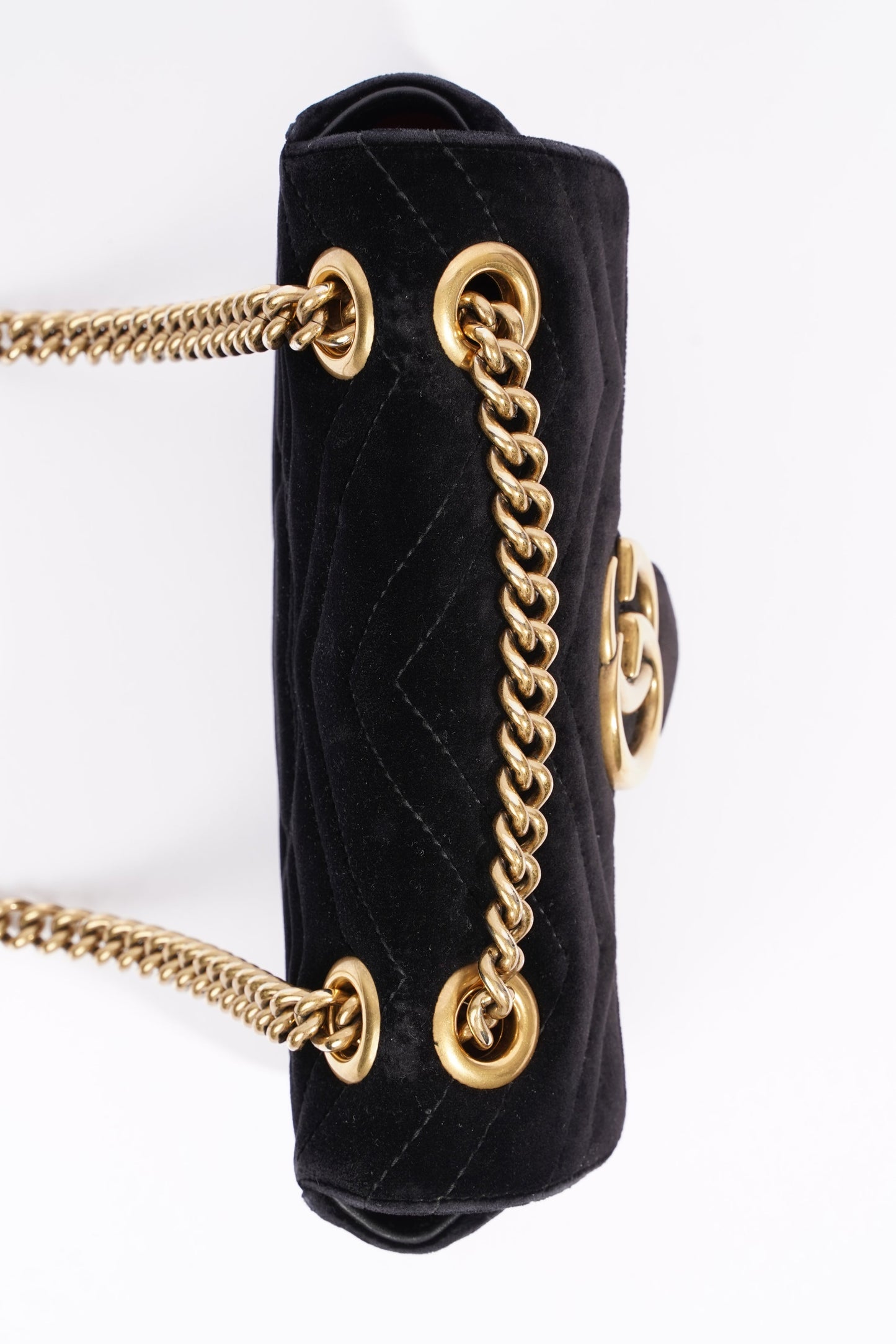 Gucci Womens Marmont Flap Bag Black Velvet Mini