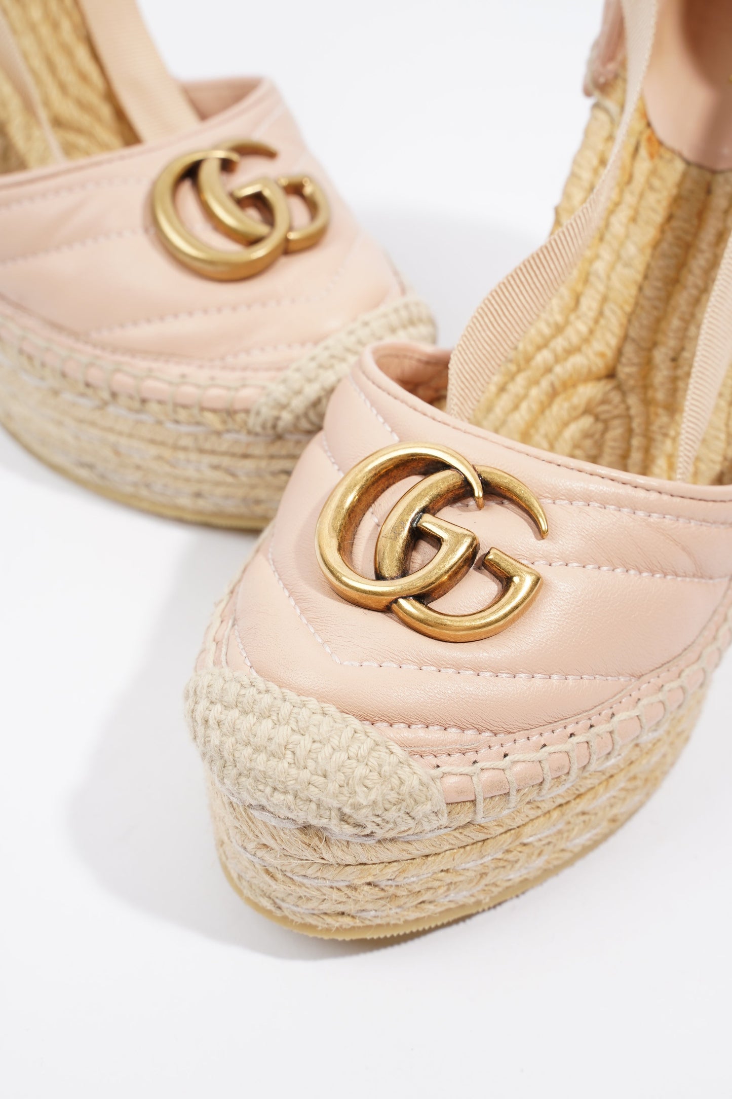Gucci Leather Platform Espadrilles Nude / Gold EU 36.5 / UK 3.5