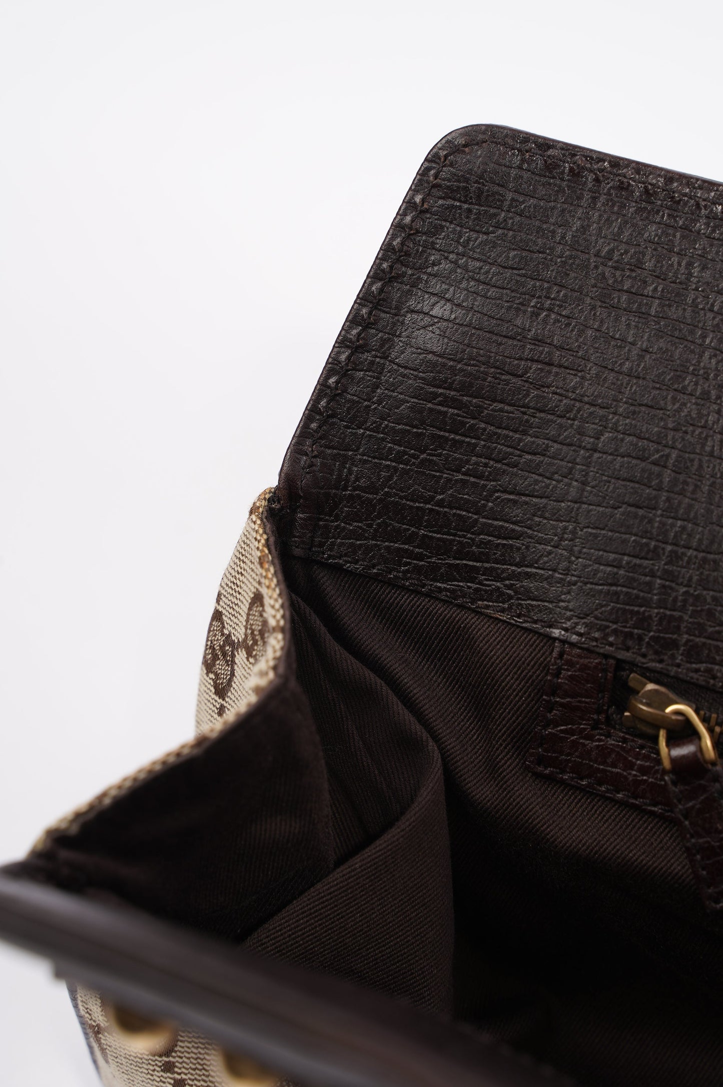 Gucci Womens Vintage Horsebit Handbag Brown Canvas
