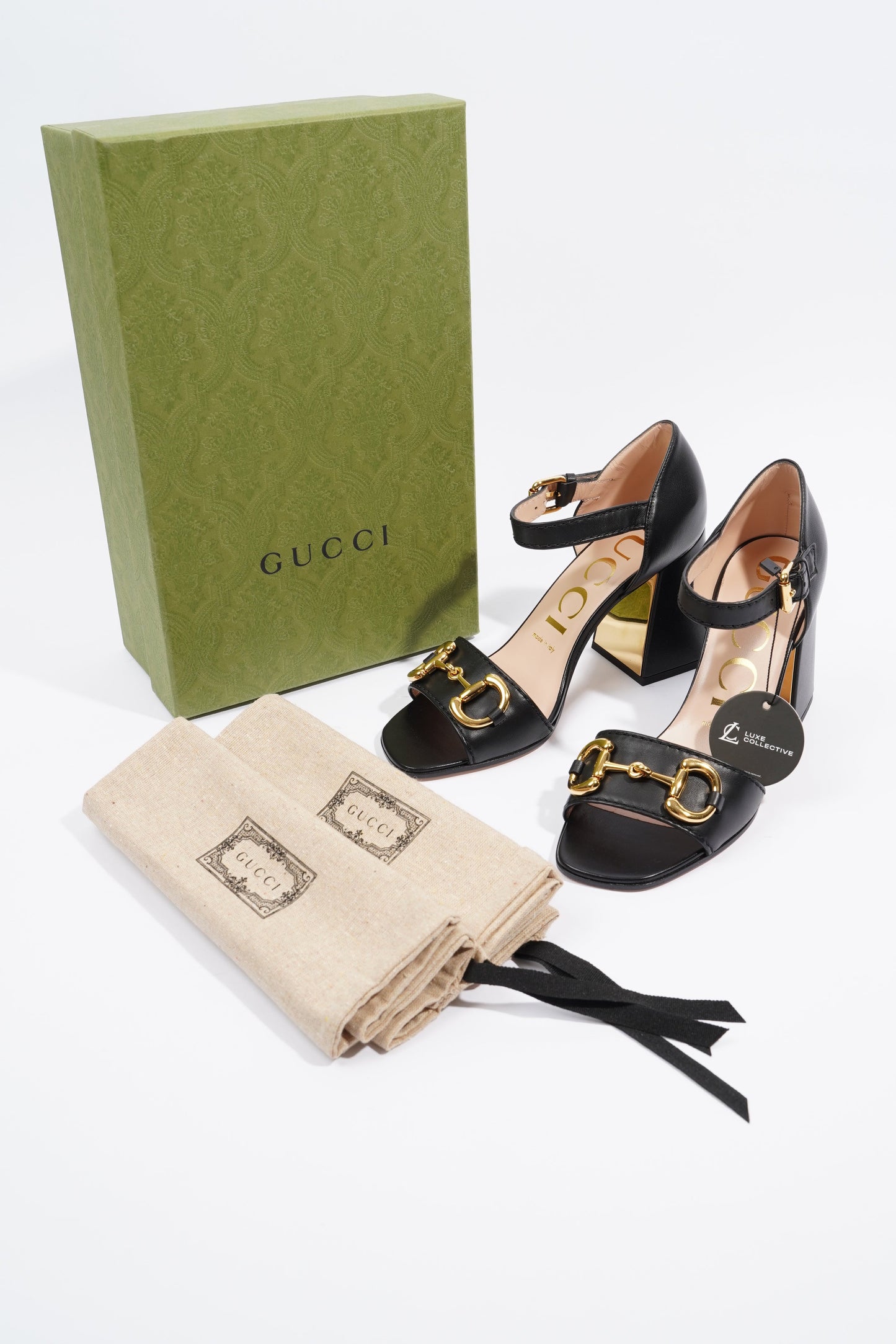 Gucci Womens Sandal With Horsebit Black / Gold EU 37.5 / UK 4.5