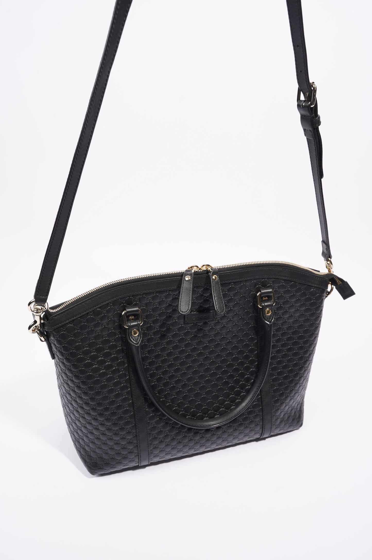Gucci Womens Two Way Shoulder Bag Black Guccissima