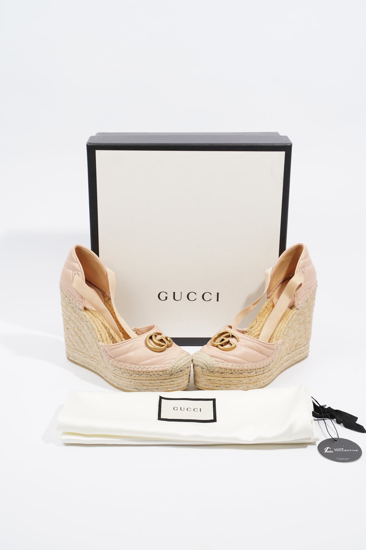 Gucci Leather Platform Espadrilles Nude / Gold EU 36.5 / UK 3.5