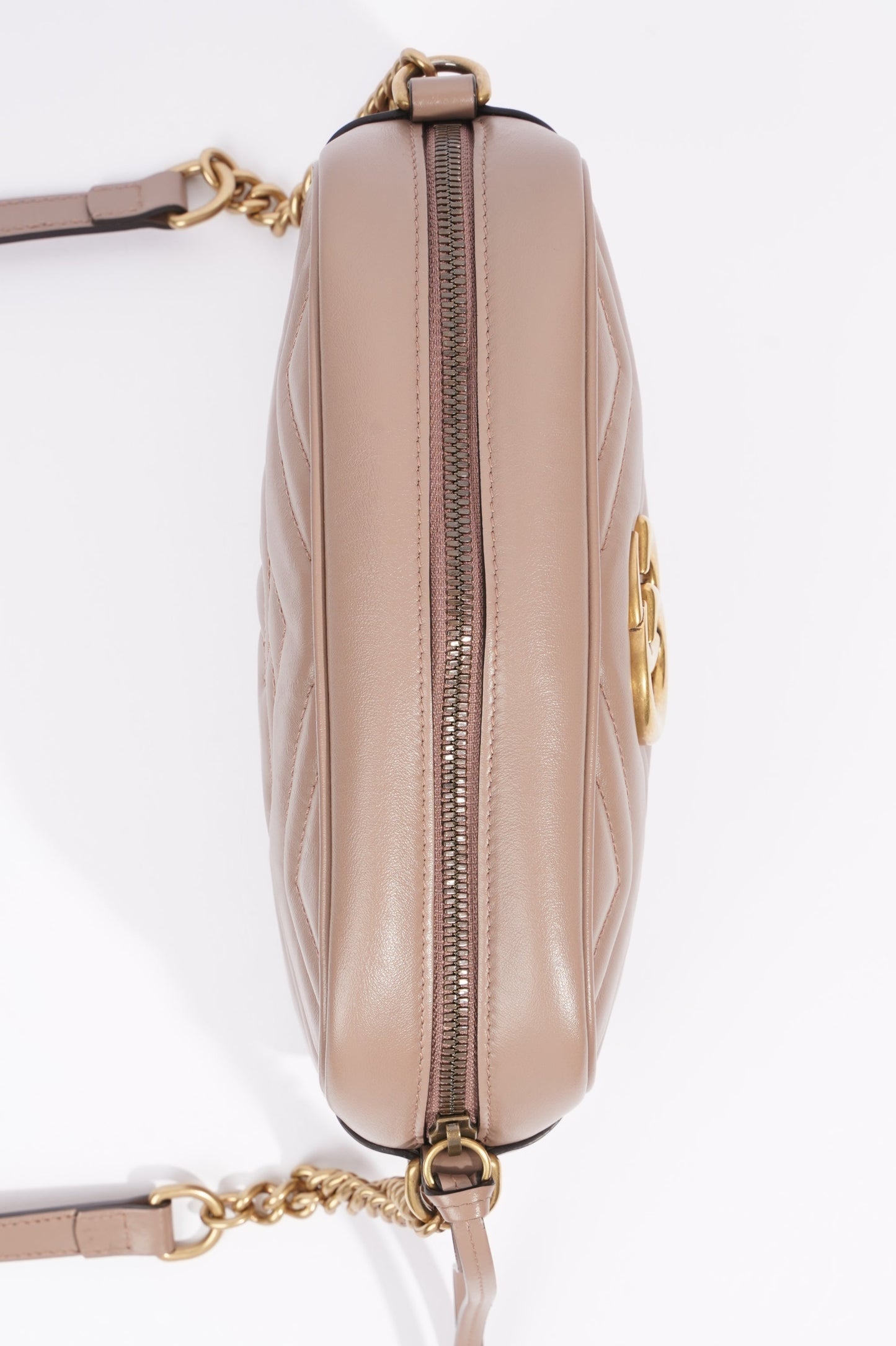 Gucci Womens Marmont Zip Bag Mauve Leather Small