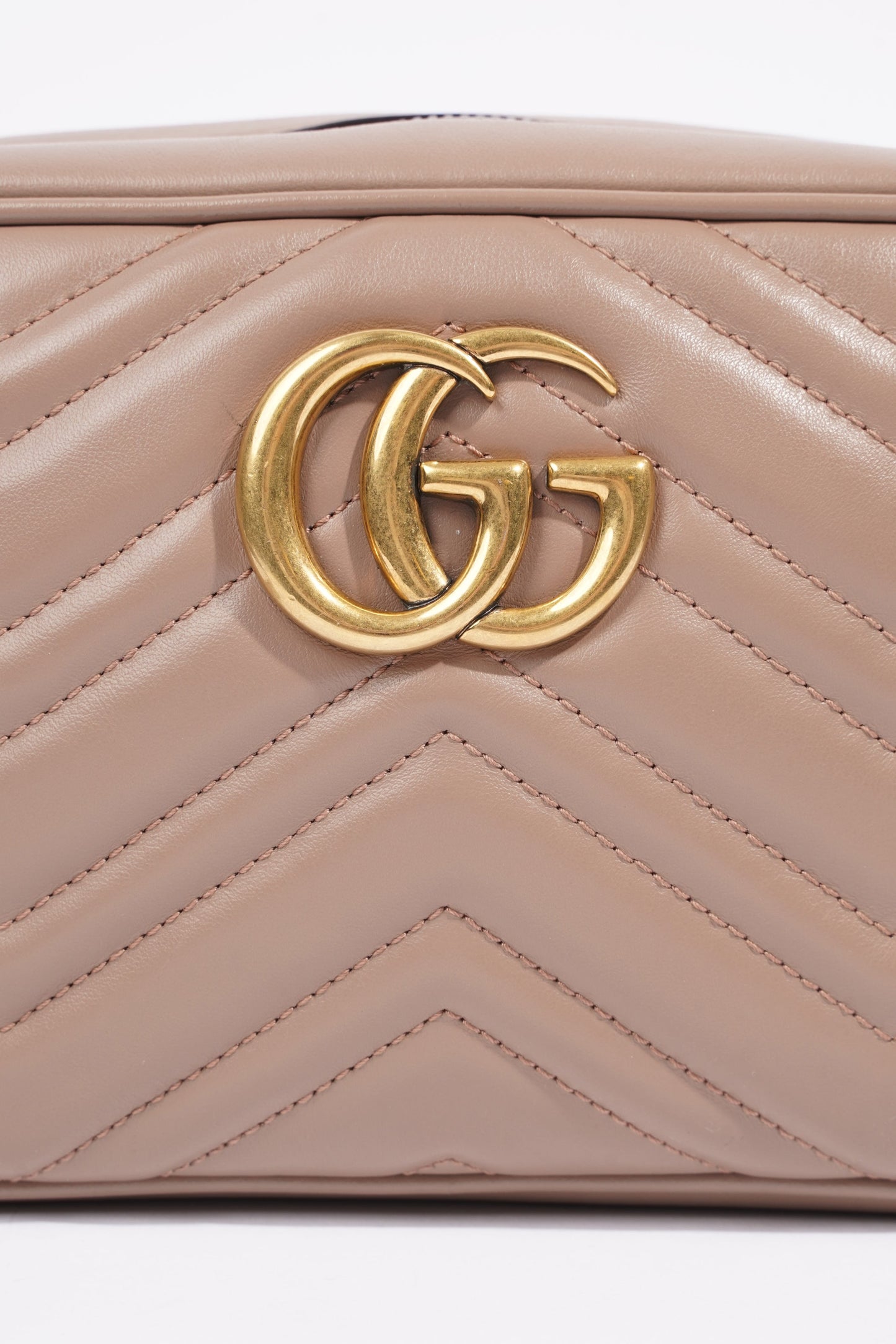 Gucci Womens Marmont Zip Bag Mauve Leather Small