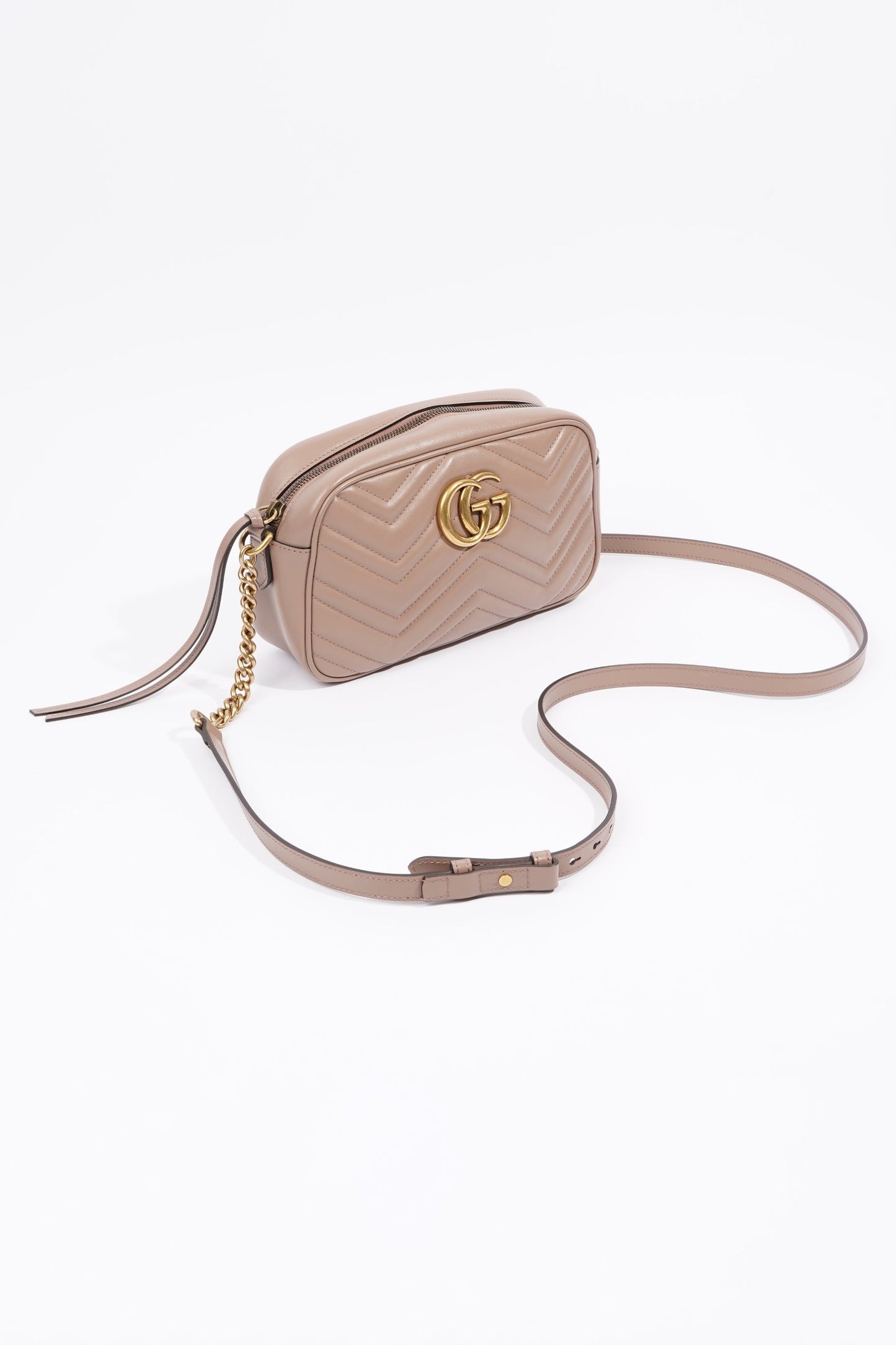 Gucci Womens Marmont Zip Bag Mauve Leather Small