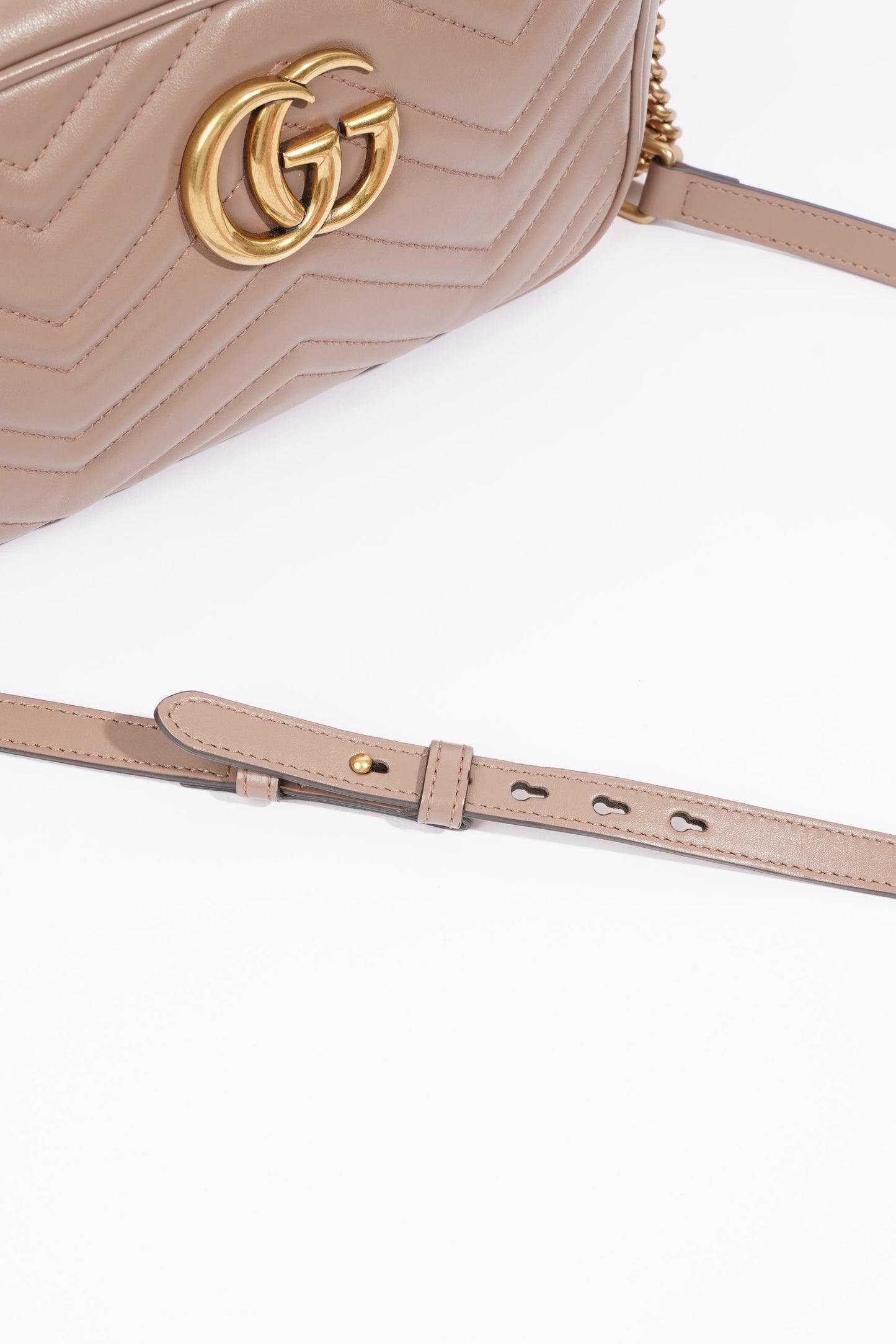 Gucci Womens Marmont Zip Bag Mauve Leather Small