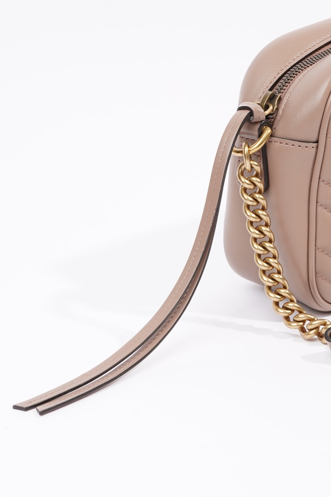 Gucci Womens Marmont Zip Bag Mauve Leather Small